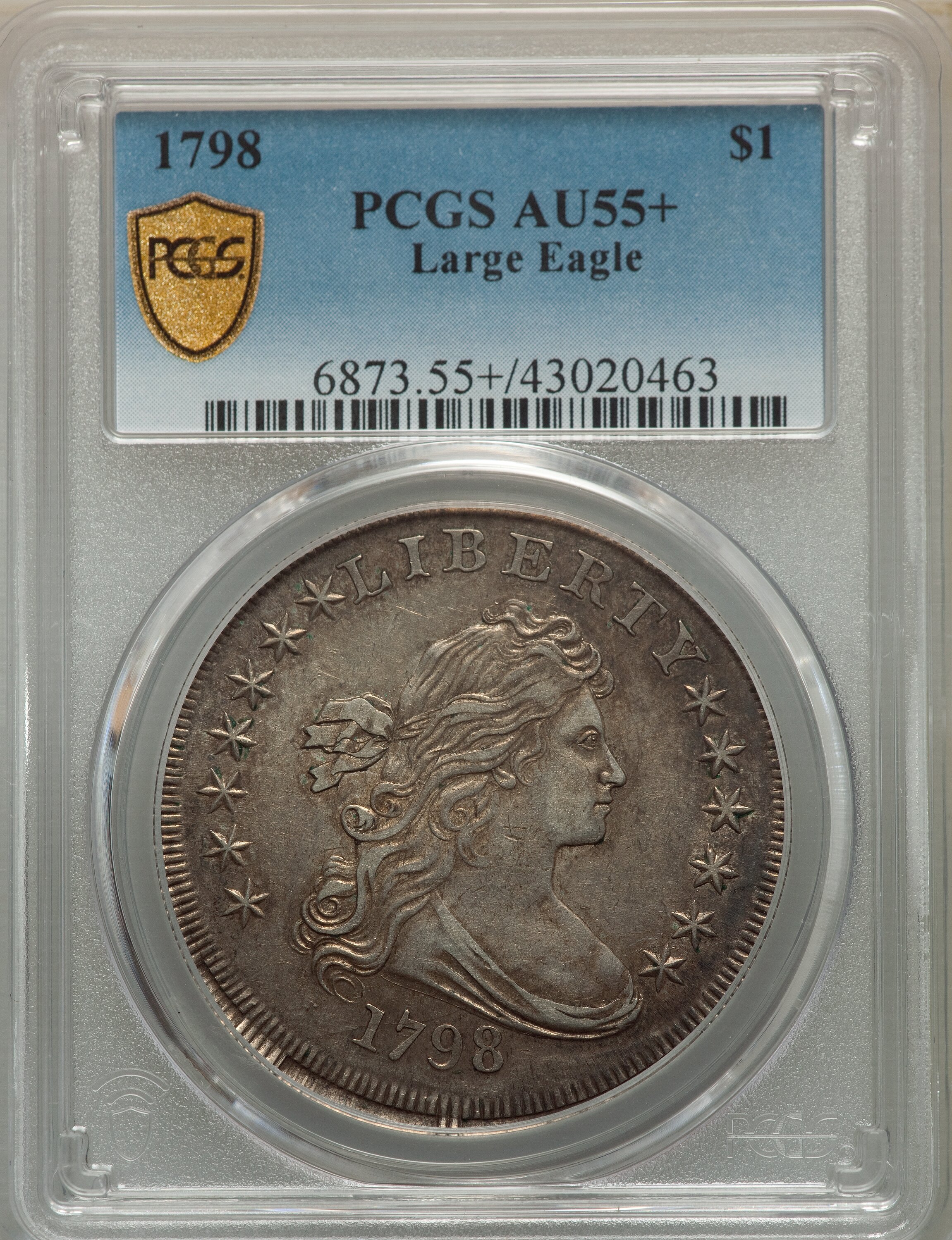 1798 $1  Large Eagle, Pointed 9, Close Date, B-9, BB-121 AU53 thumbnail 9