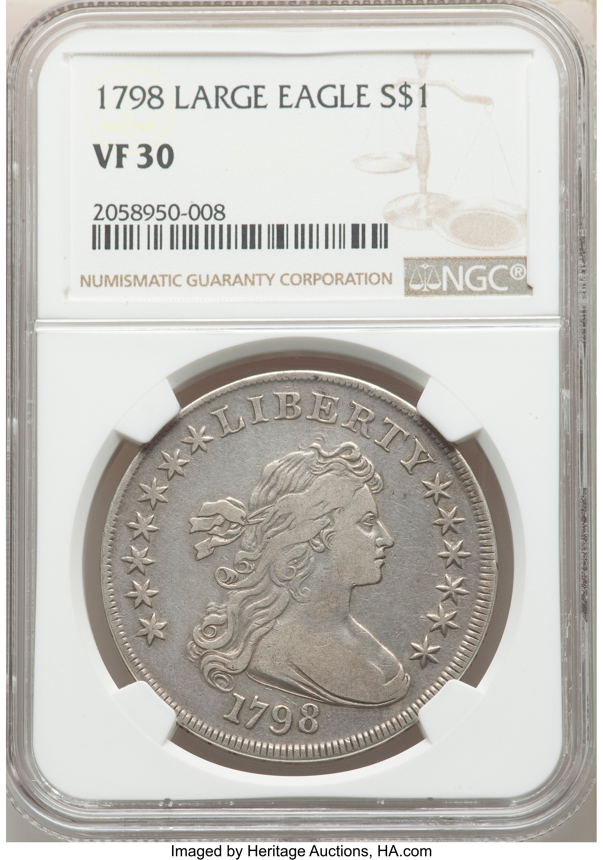 1798 $1  Large Eagle, Pointed 9, Close Date, B-27, BB-113 AG3 thumbnail 12
