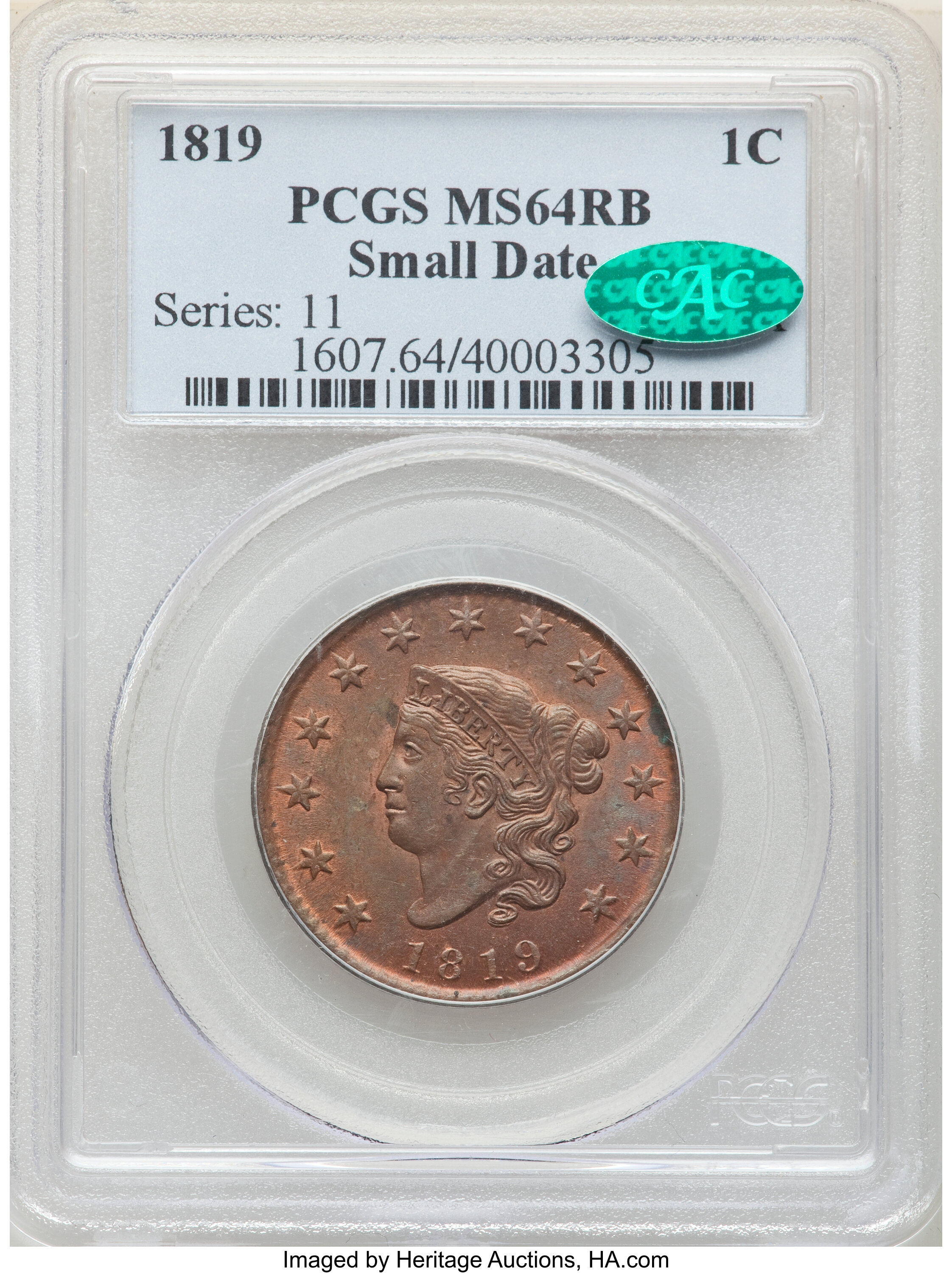 1819 1c Small Date MS RB MS64 RB thumbnail 6