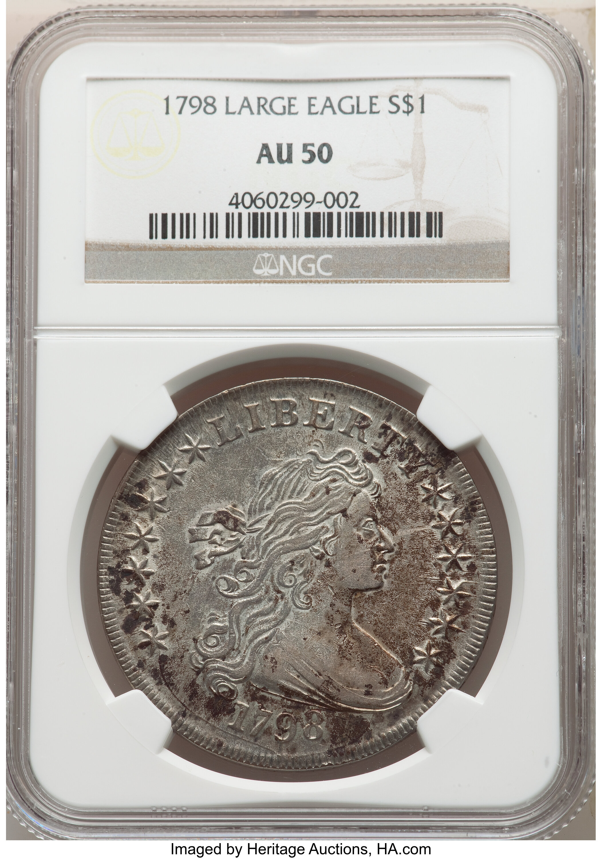 1798 $1  Large Eagle, Pointed 9, Close Date, B-28, BB-118 MS63 thumbnail 16