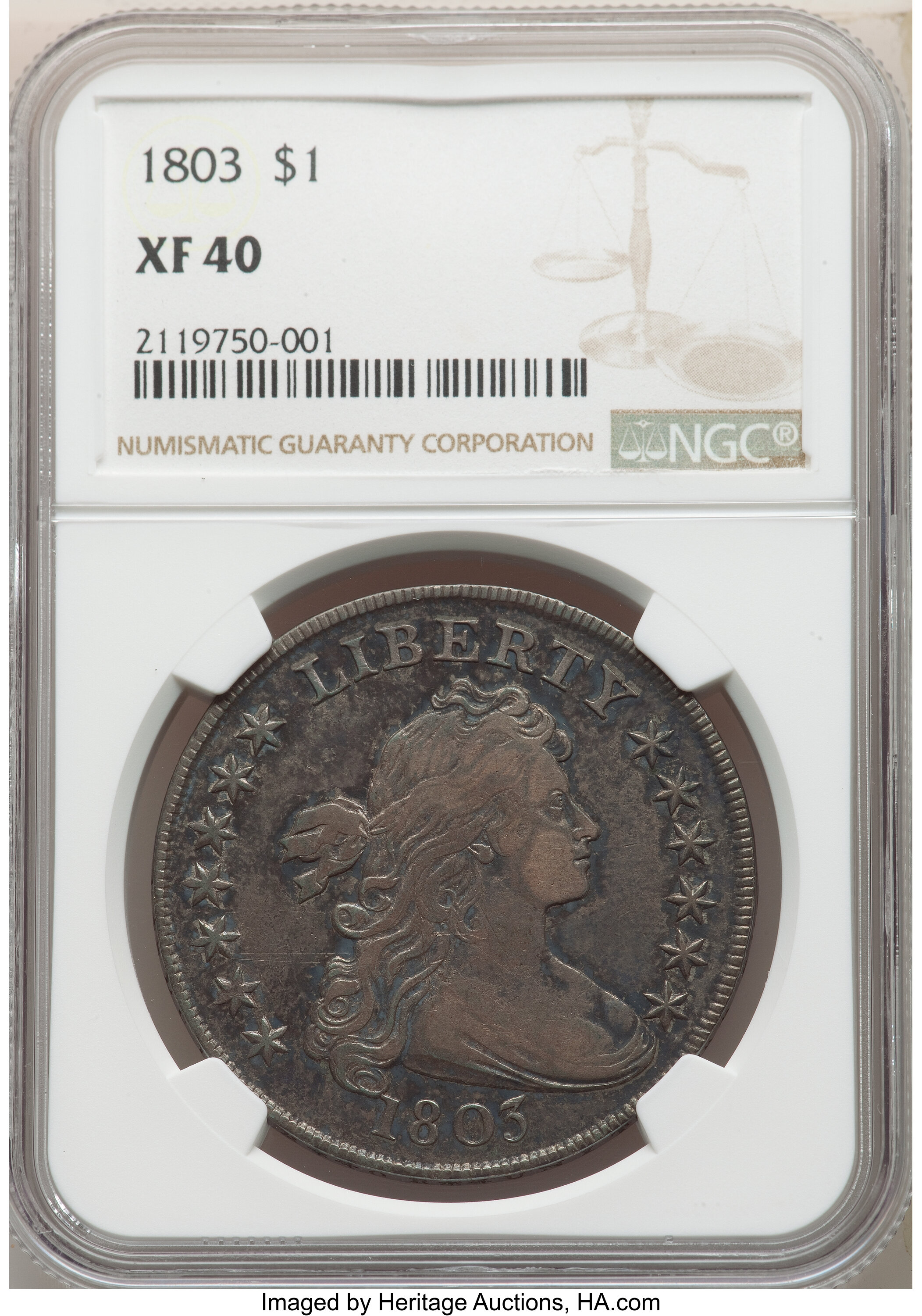 1803 $1  Small 3, B-4, BB-254 XF40 thumbnail 4