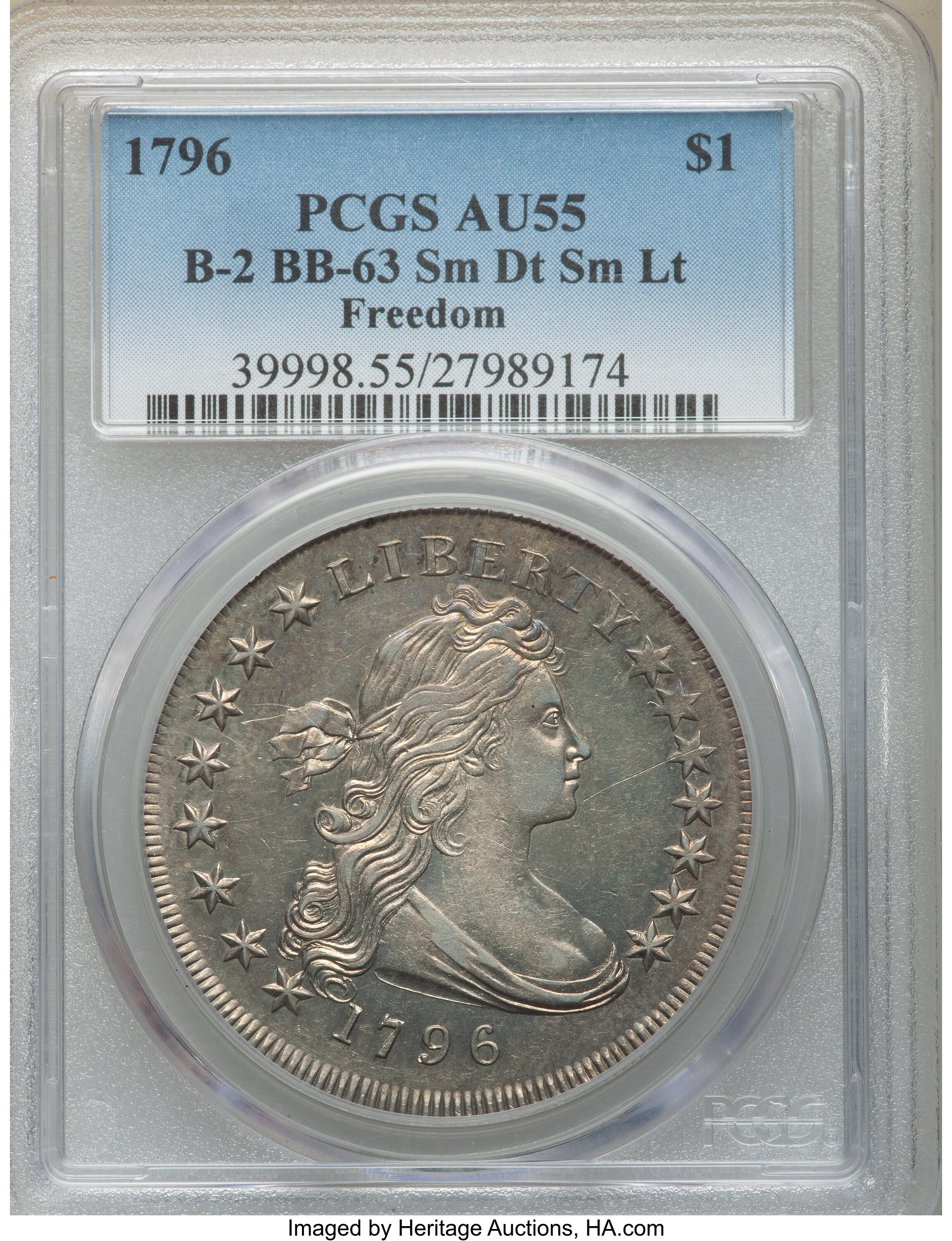 1796 $1  Small Date, Small Letters, B-2, BB-63 XF45 CAC thumbnail 26