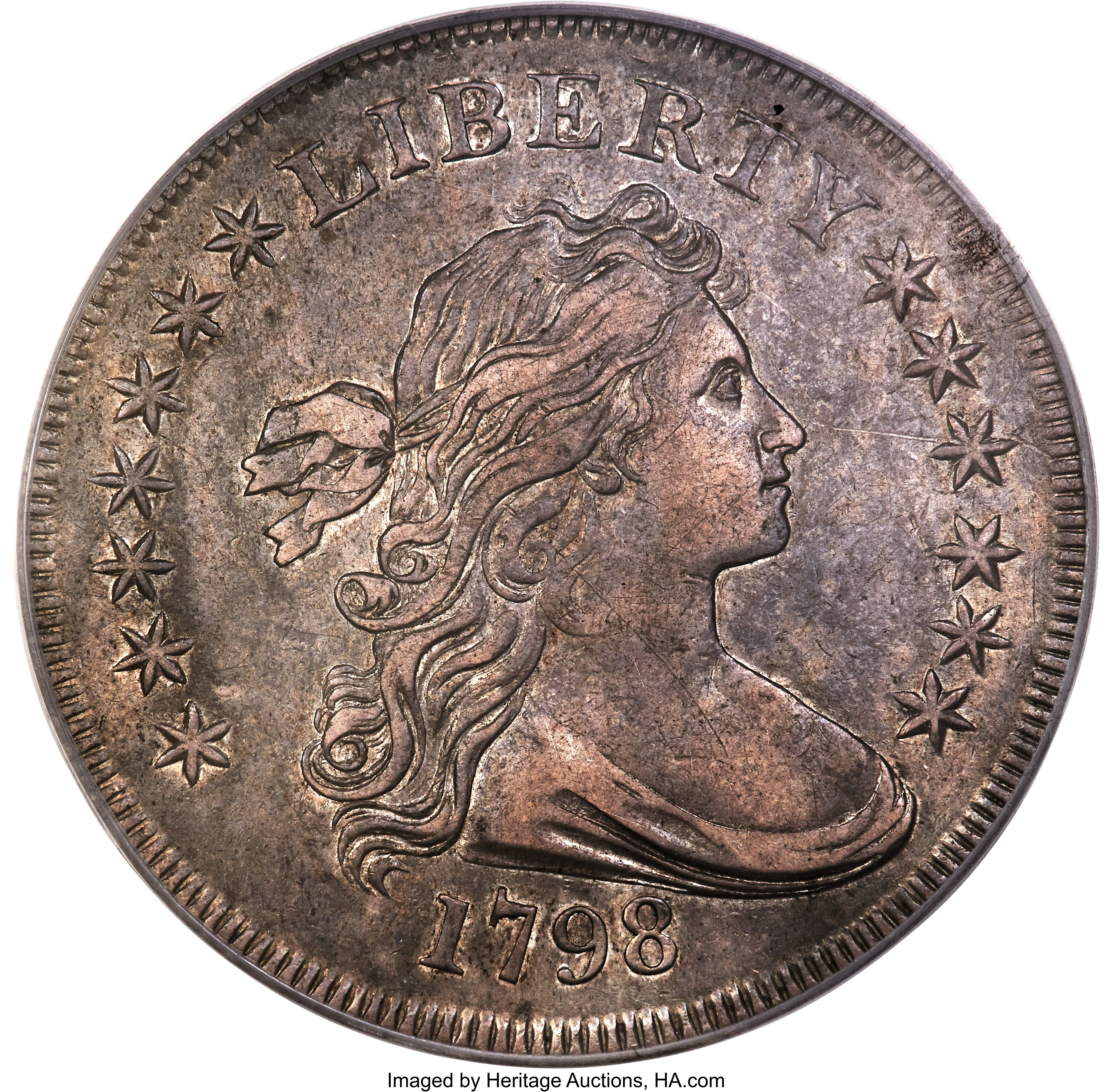 1798 $1  Small Eagle, 13 Stars Obverse, B-1, BB-82 AU50 thumbnail 2