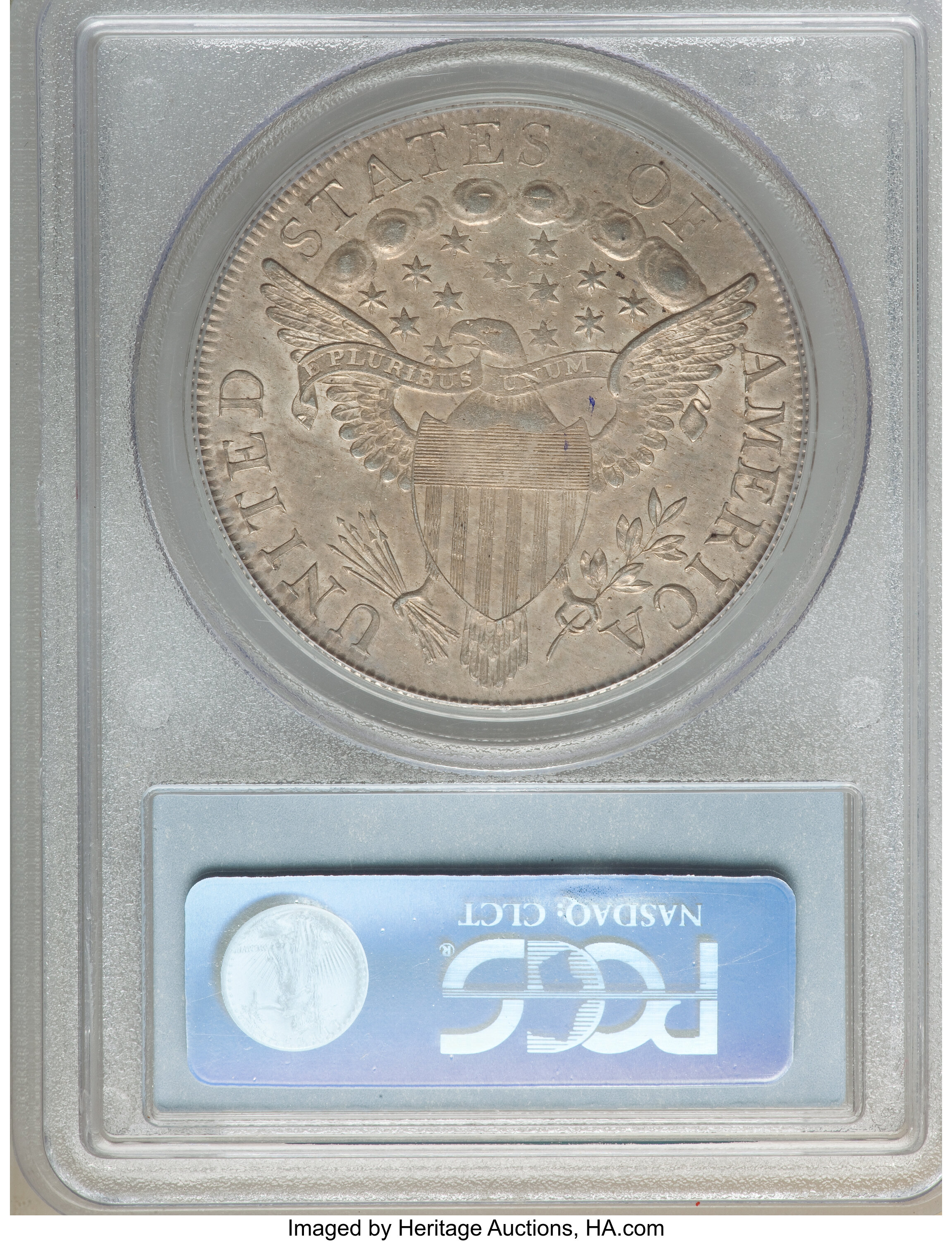 1798 $1  Large Eagle, Knob 9, 10 Arrows, 5 Vertical Lines, B-6, BB-96 MS63 thumbnail 2