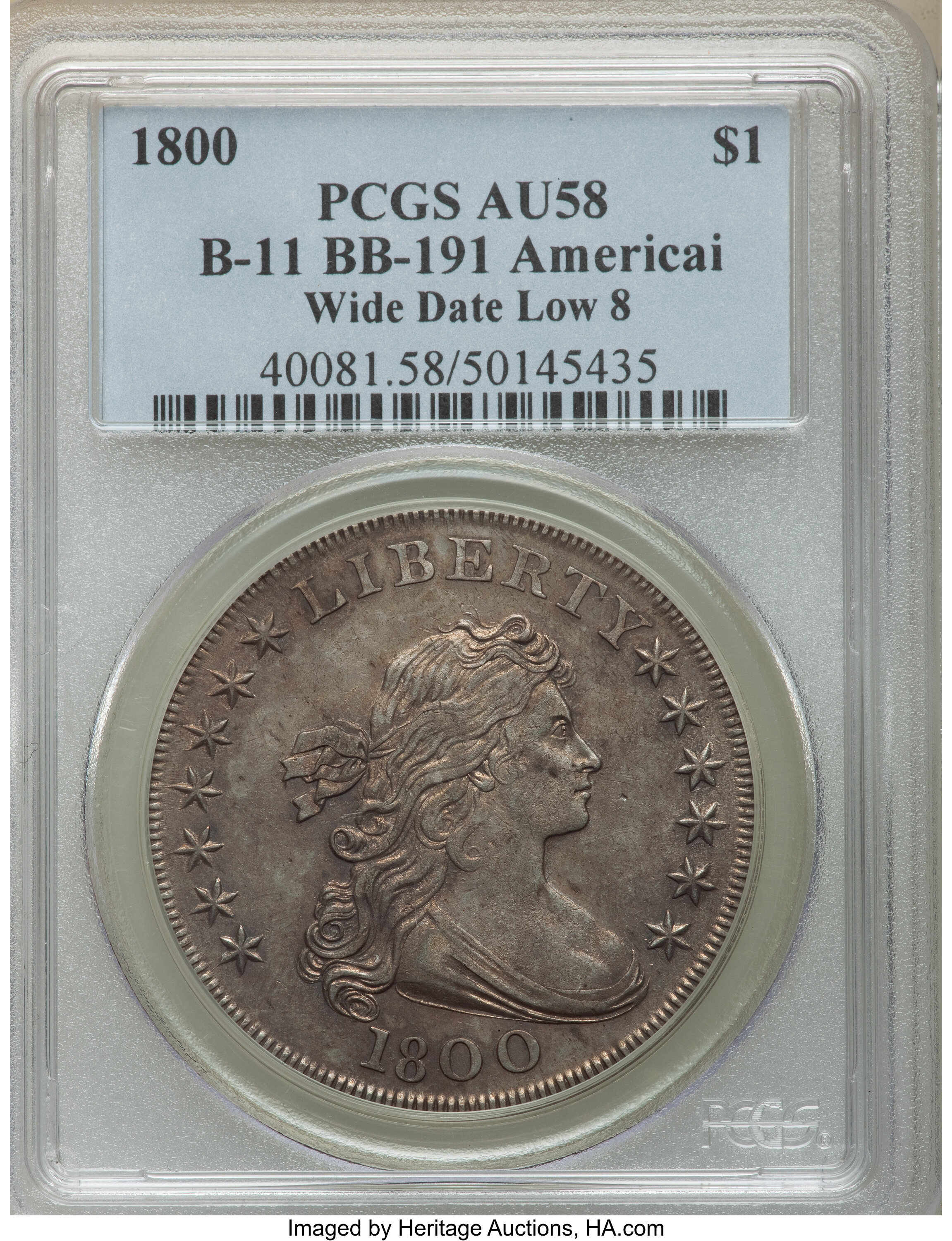 1800 $1  Wide Date, Low 8, AMERICAI AU58 thumbnail 8