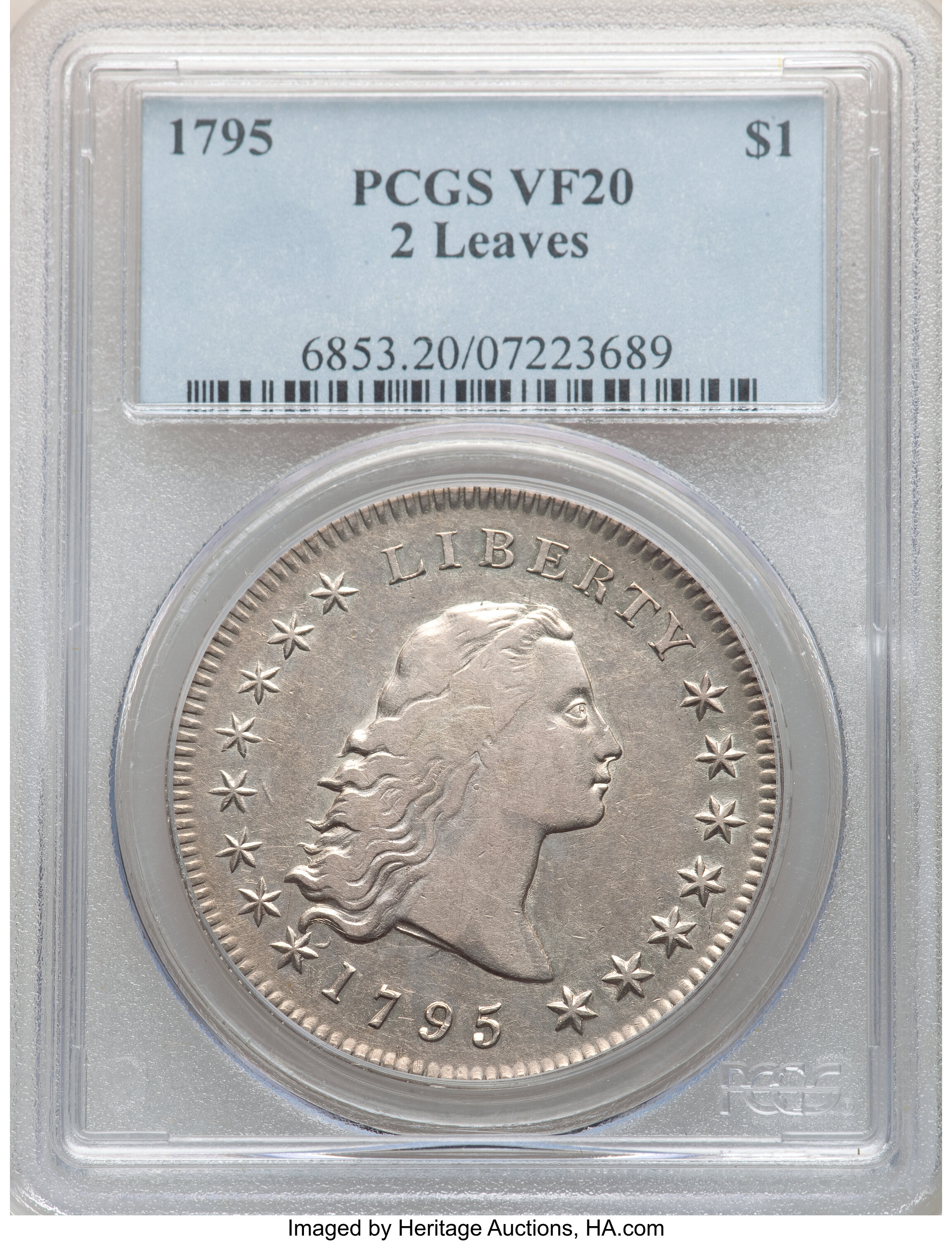 1795 $1  Flowing Hair, 2 Leaves, B-2, BB-20 P1 thumbnail 27