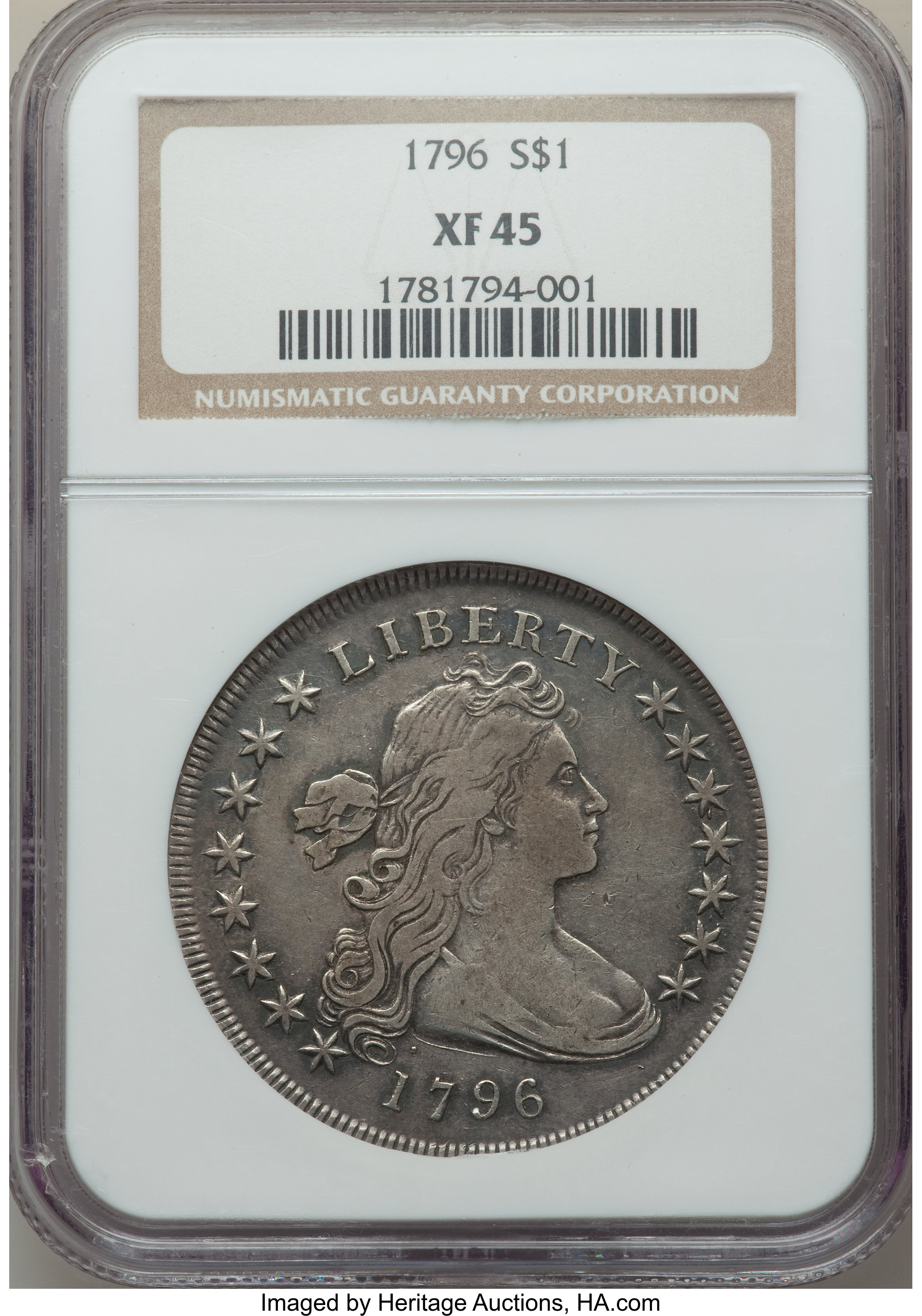 1796 $1  Small Date, Large Letters, B-4, BB-61 XF45 CAC thumbnail 4