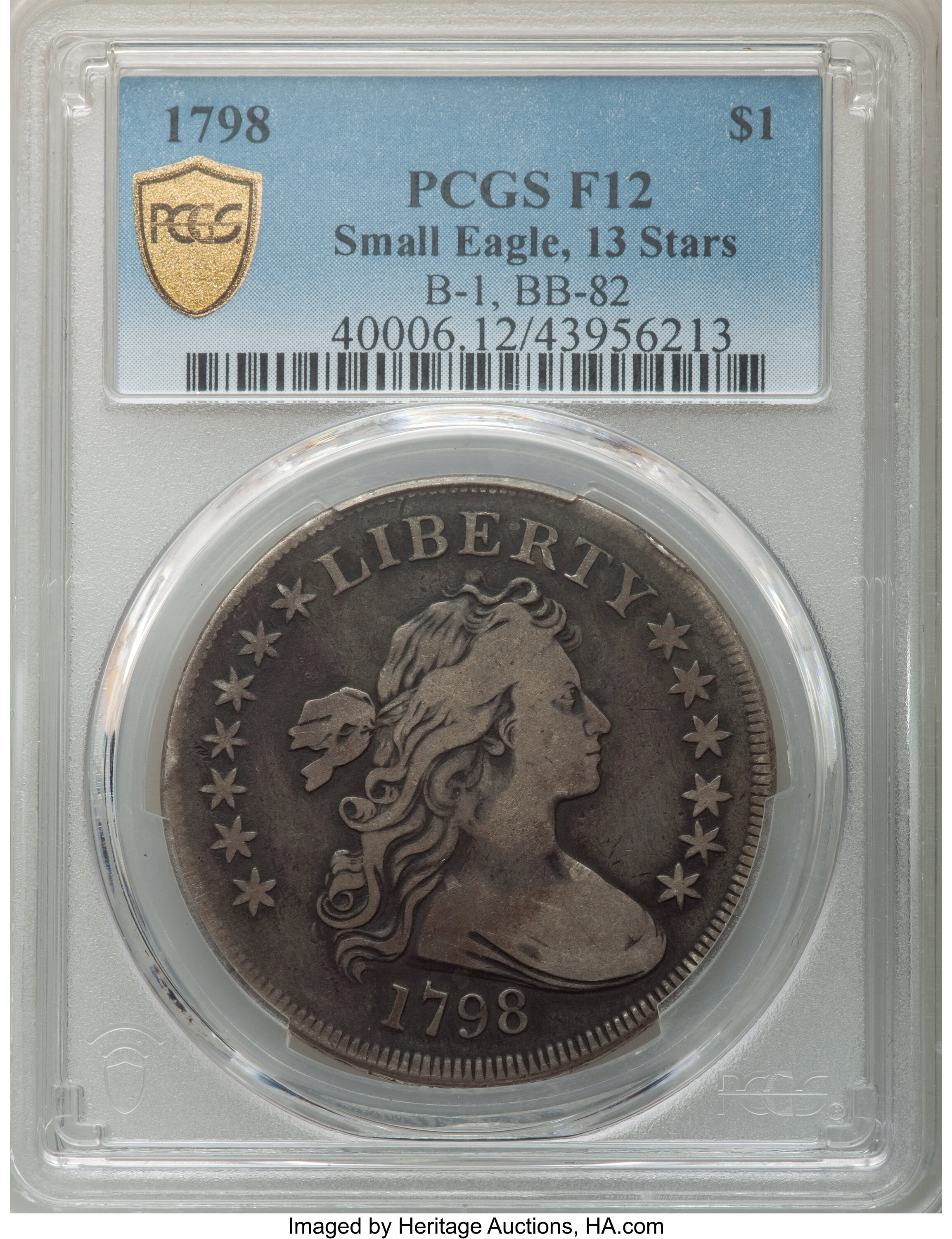 1798 $1  Small Eagle, 13 Stars Obverse F12 thumbnail 6