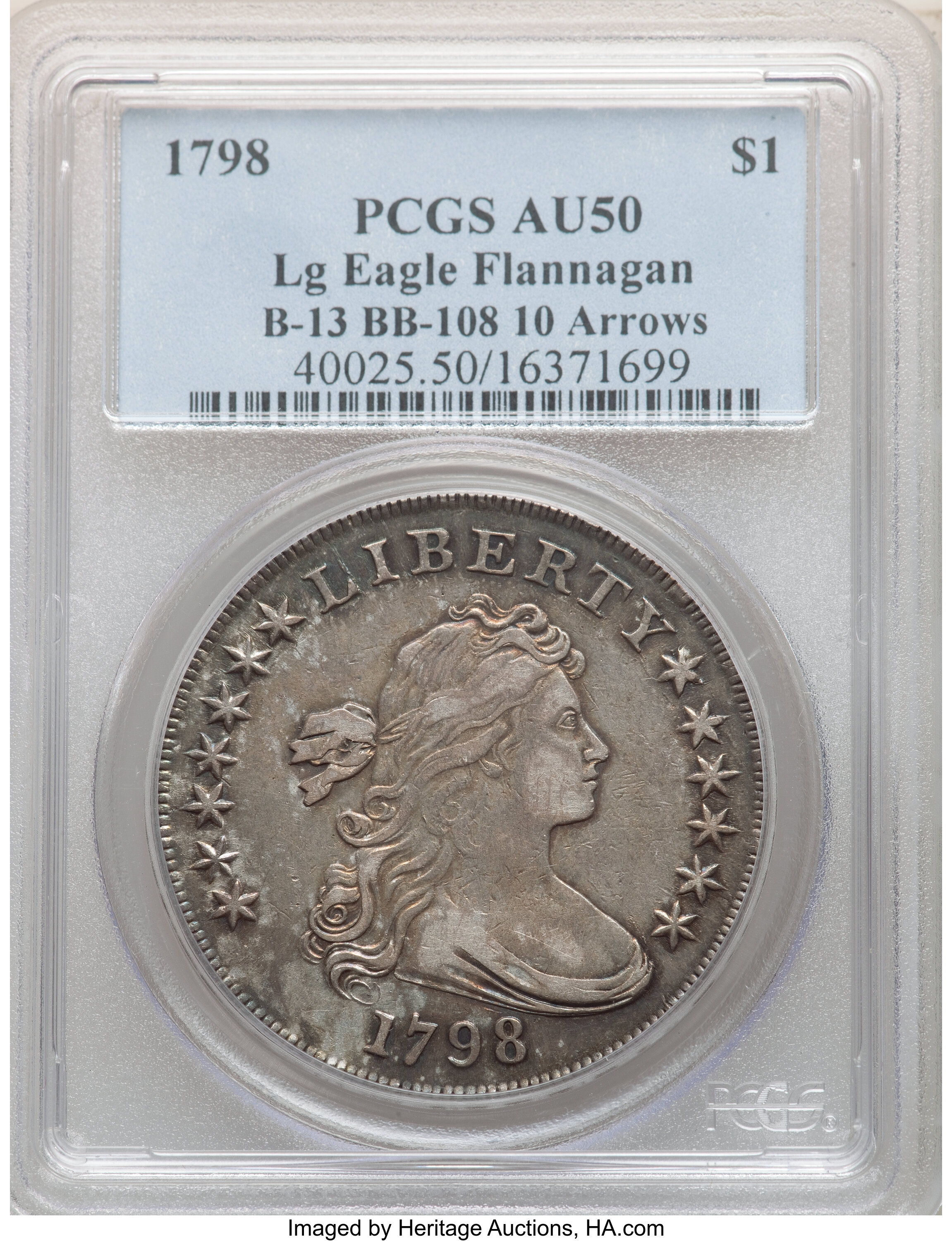 1798 $1  Large Eagle, Pointed 9, 10 Arrows, B-13, BB-108 MS60 thumbnail 19