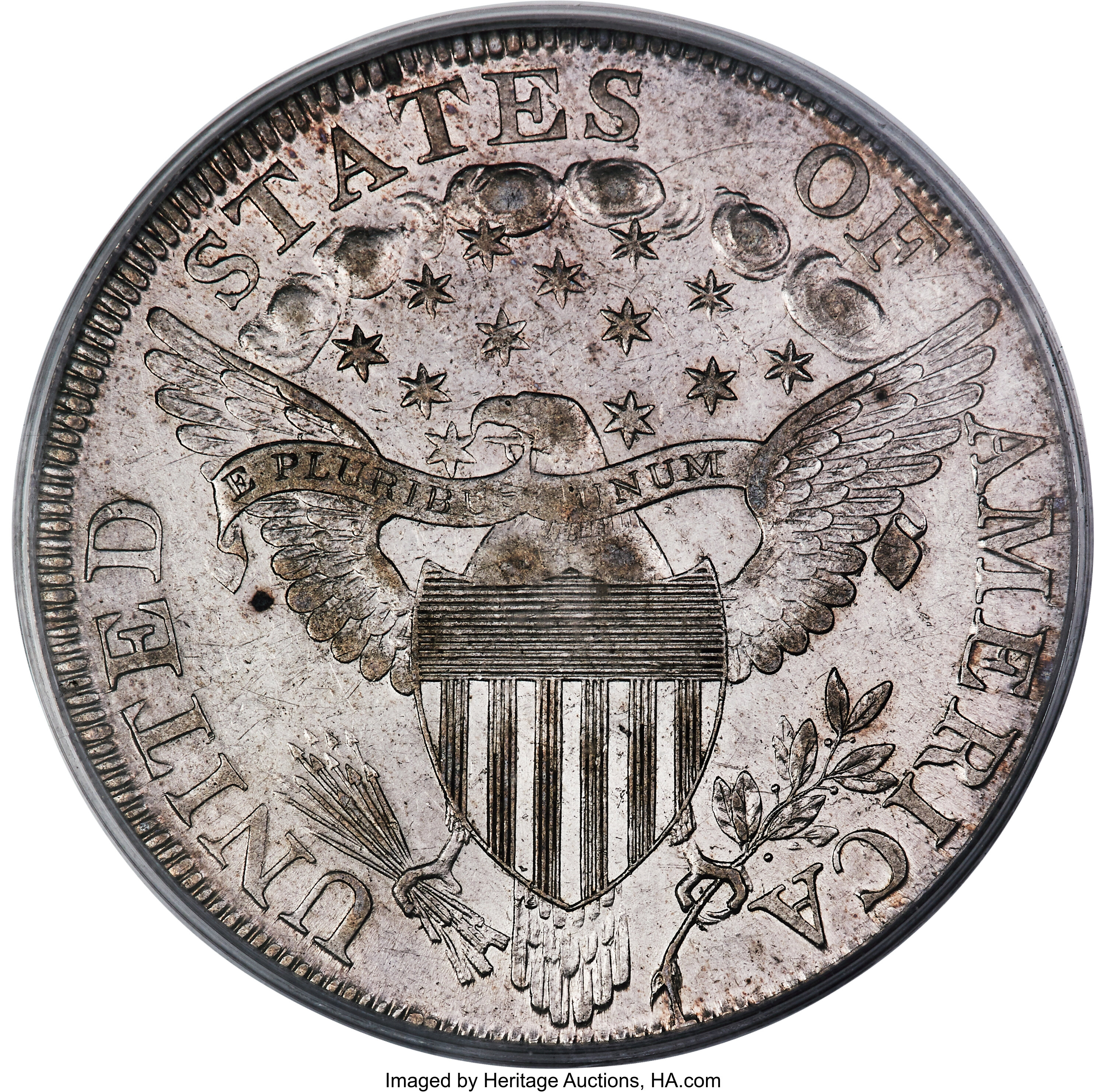 1798 $1  Large Eagle, Pointed 9, 5 Berries, B-24, BB-124 MS62 CAC thumbnail 7