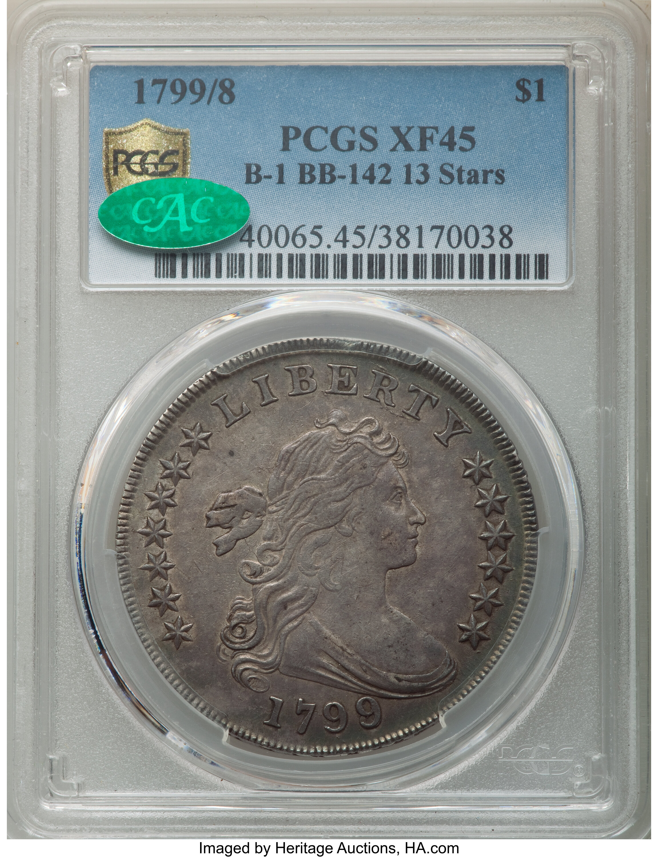 1799/8 $1  13 Stars Reverse MS65 CAC thumbnail 22
