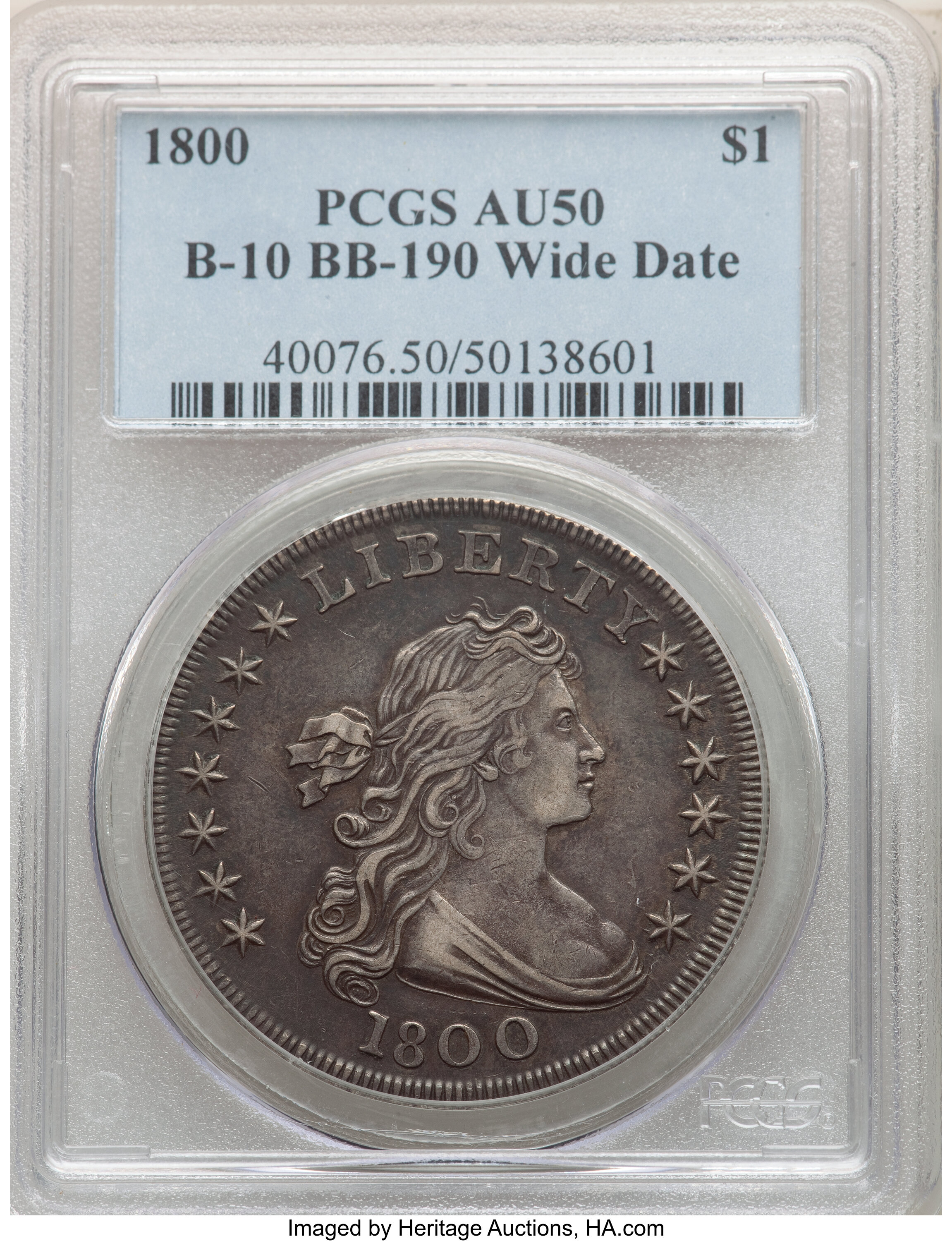 1800 $1  Wide Date, Low 8 MS60 thumbnail 16