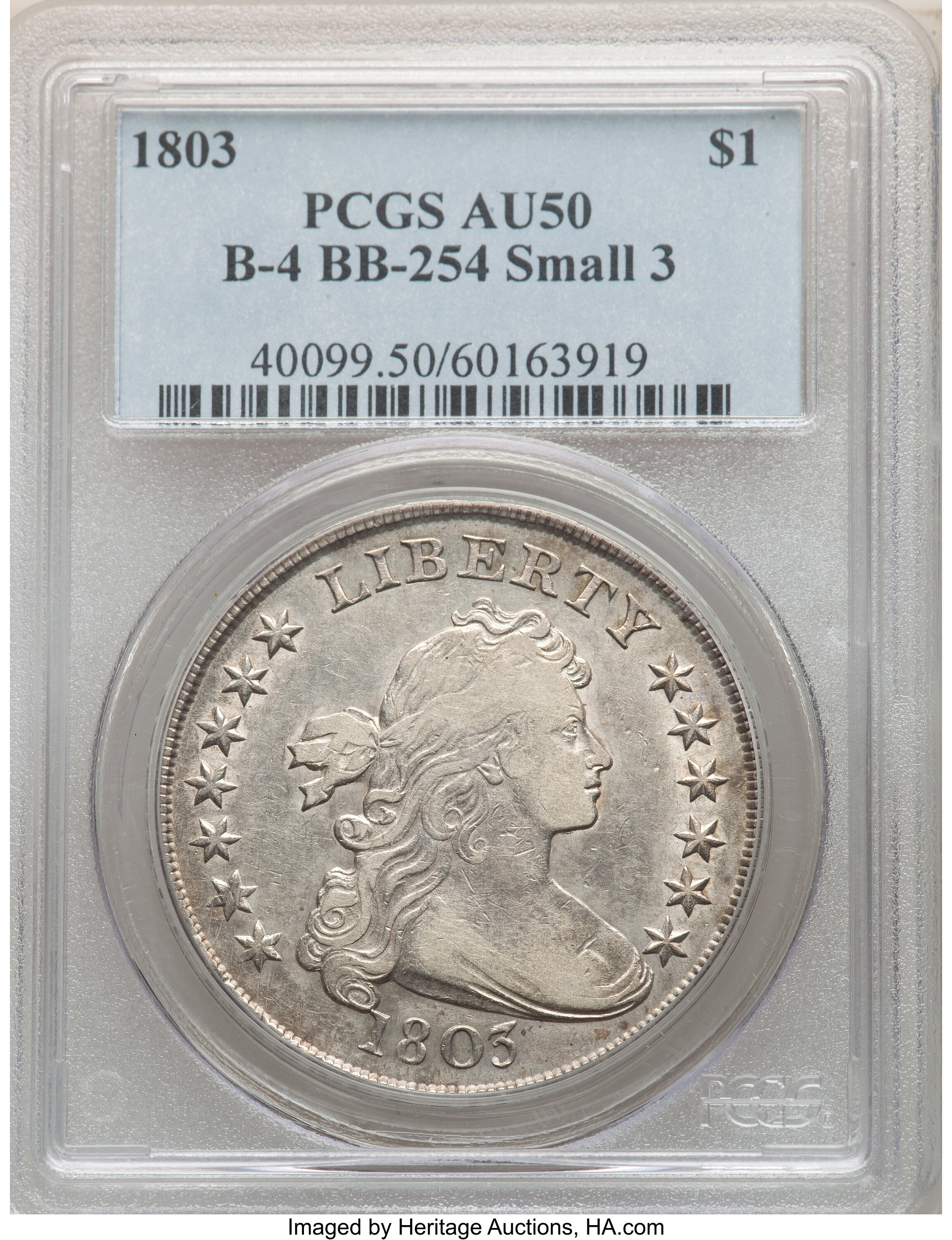 1803 $1  Small 3, B-4, BB-254 AU50 thumbnail 4