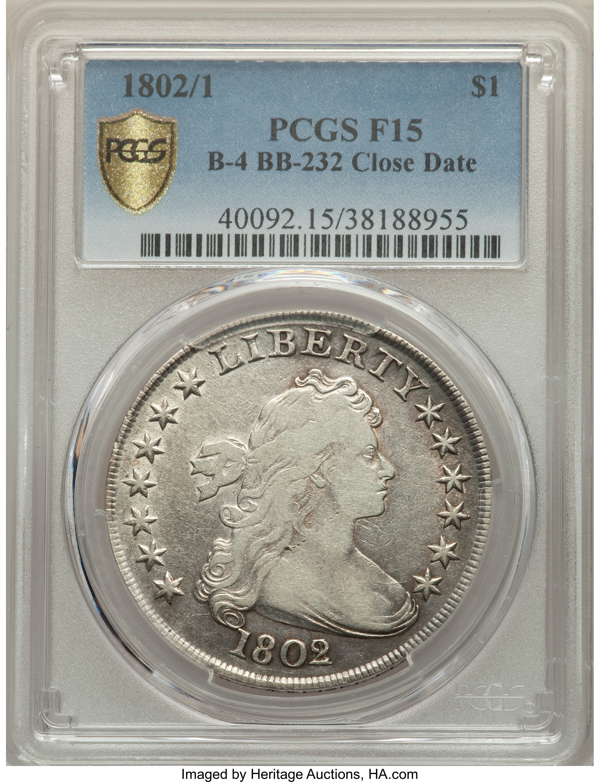 1802/1 $1  Narrow Date, B-4, BB-232 VG10 thumbnail 13