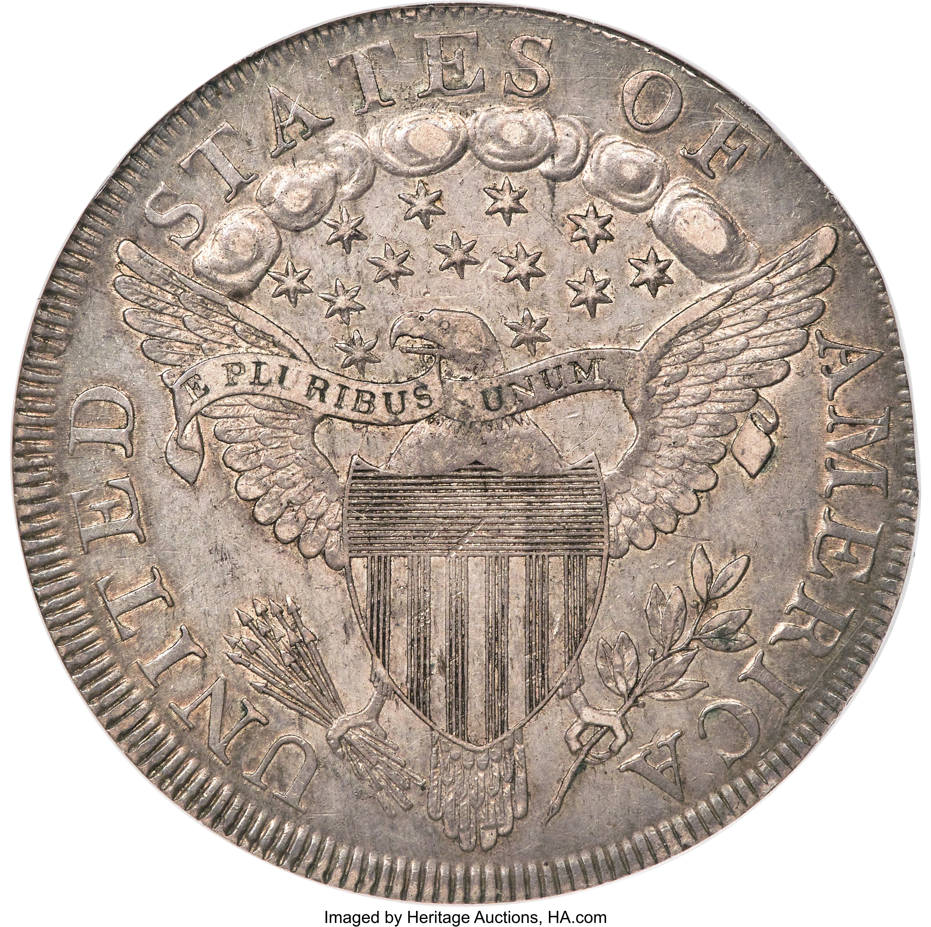1798 $1  Large Eagle, Pointed 9, 5 Berries, B-11, BB-111 AU50 thumbnail 4