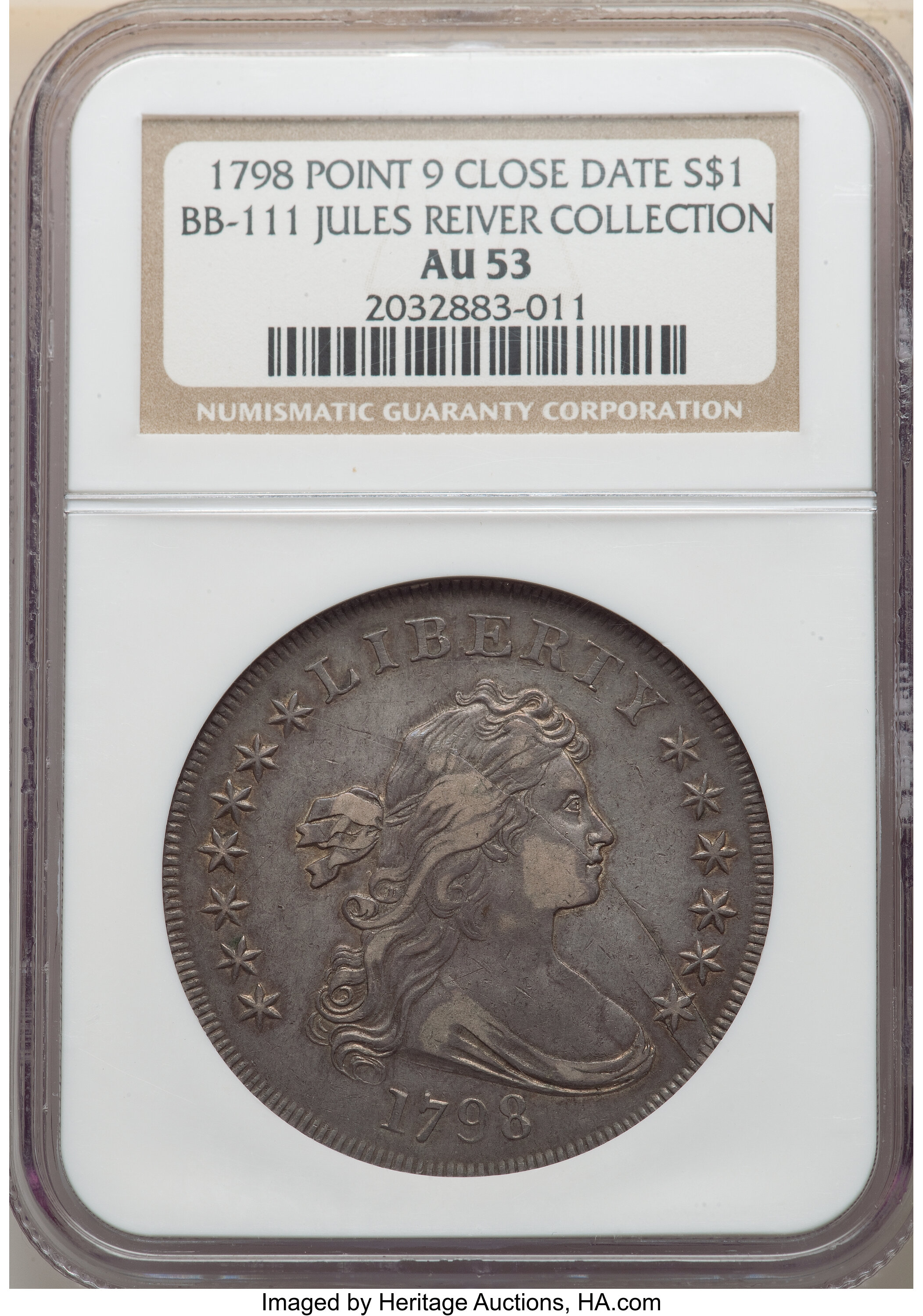 1798 $1  Large Eagle, Pointed 9, 5 Berries, B-11, BB-111 AU50 thumbnail 5