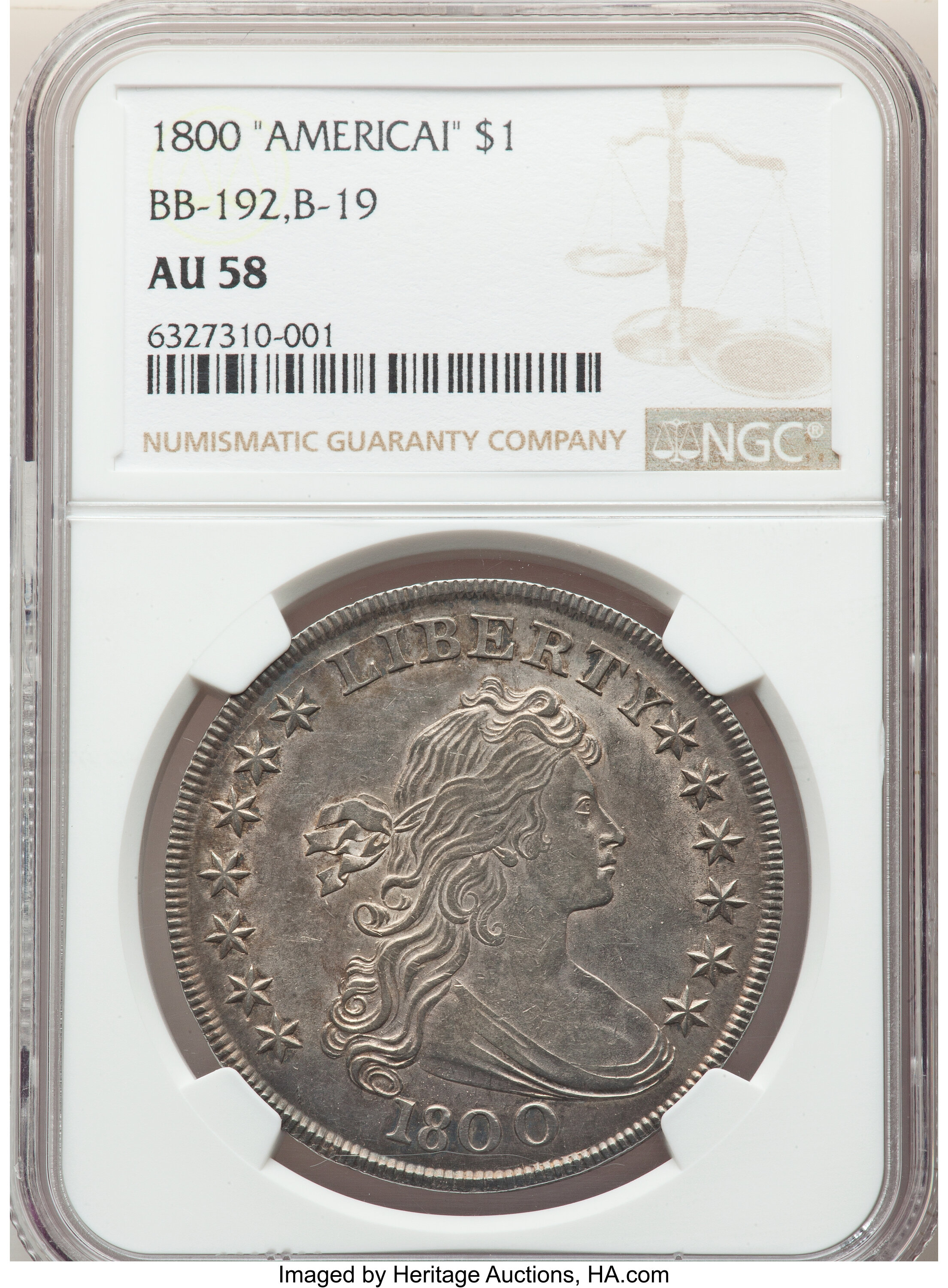 1800 $1  AMERICAI AU58 CAC thumbnail 3