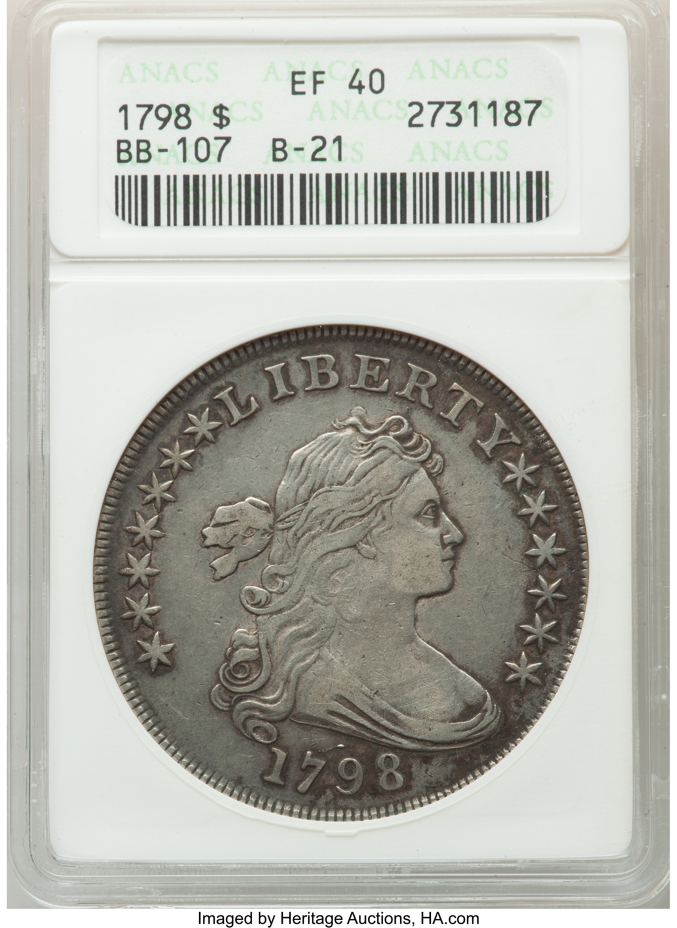 1798 $1  Large Eagle, Pointed 9, 10 Arrows, B-21, BB-107 VF35 thumbnail 7