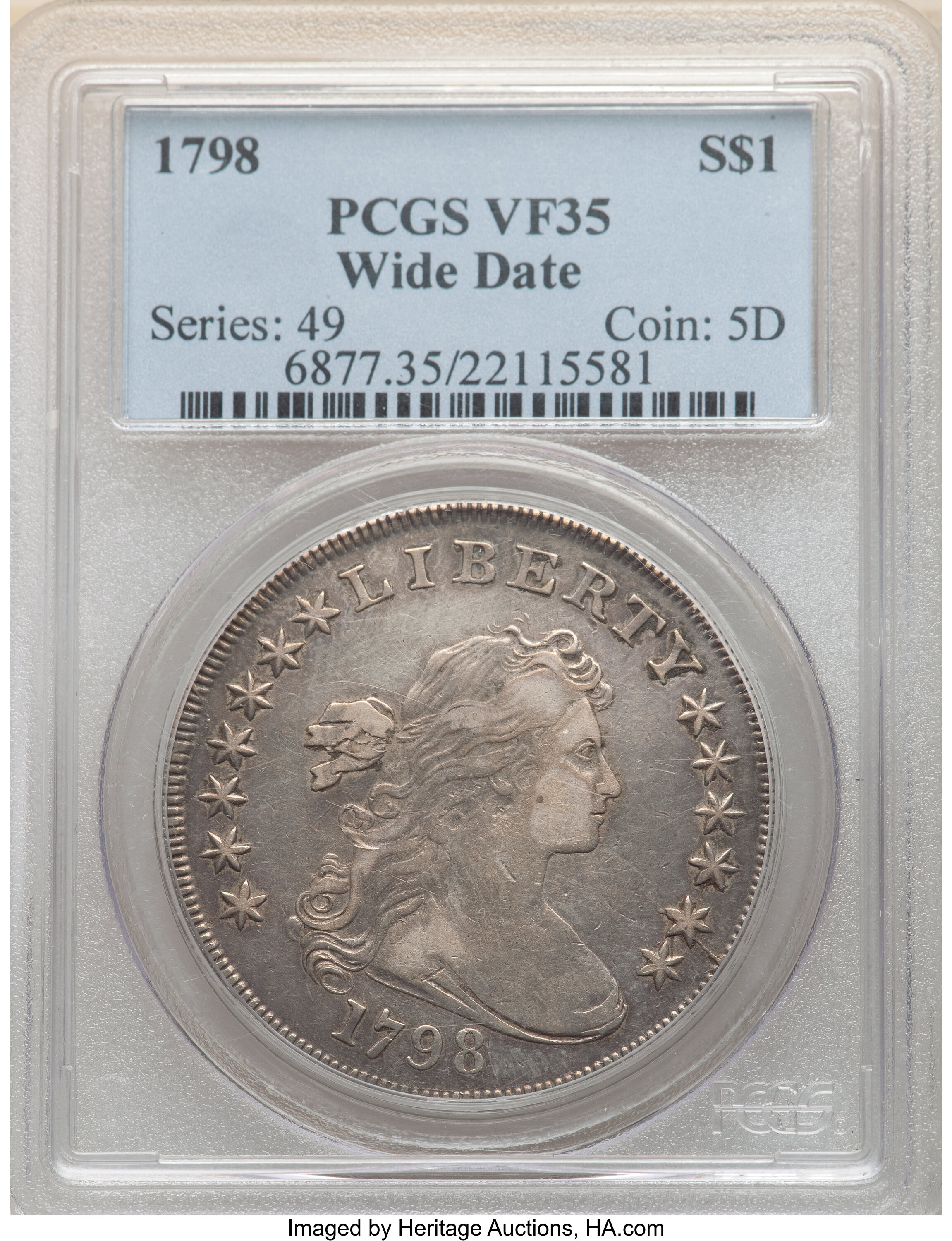 1798 $1  Large Eagle, Pointed 9, 5 Berries, B-24, BB-124 F12 CAC thumbnail 20