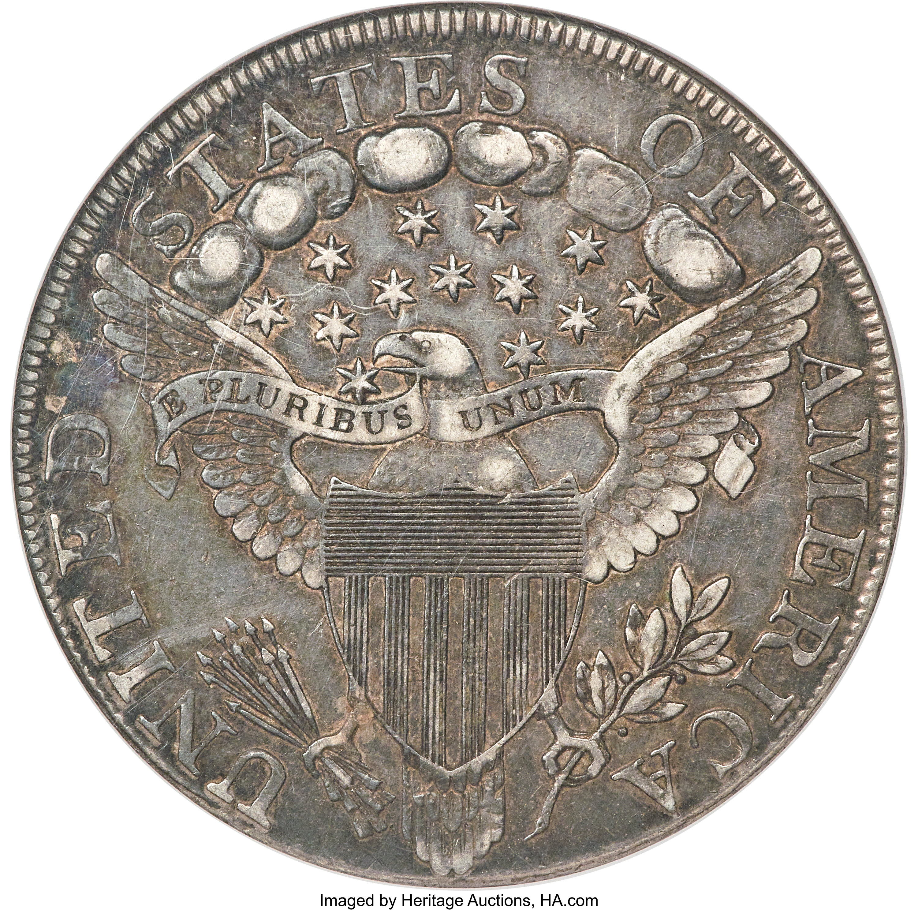 1798 $1  Large Eagle, Pointed 9, 4 Berries, B-8, BB-125 AU50 thumbnail 4