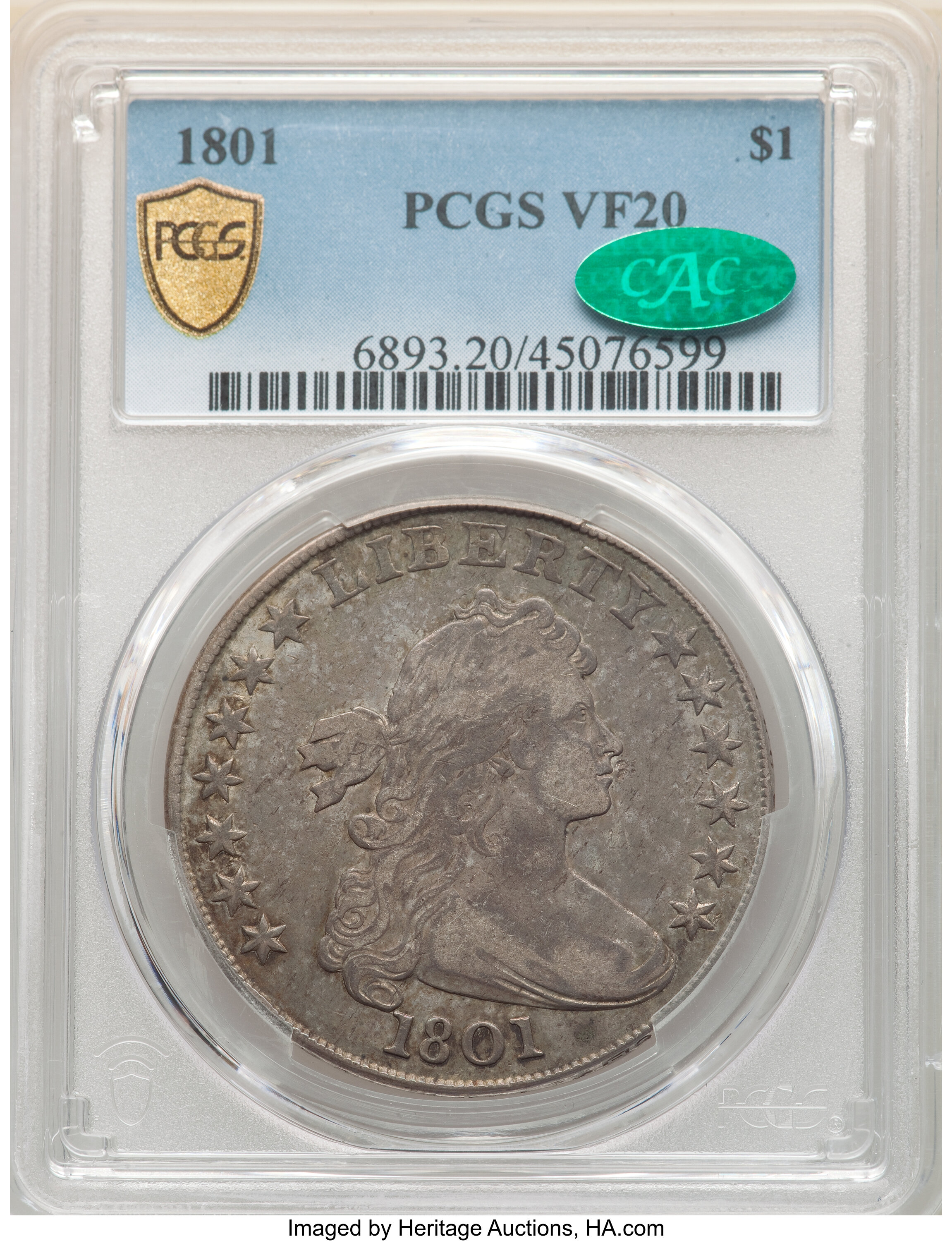 1801 $1  B-4, BB-214 VF20 CAC thumbnail 4