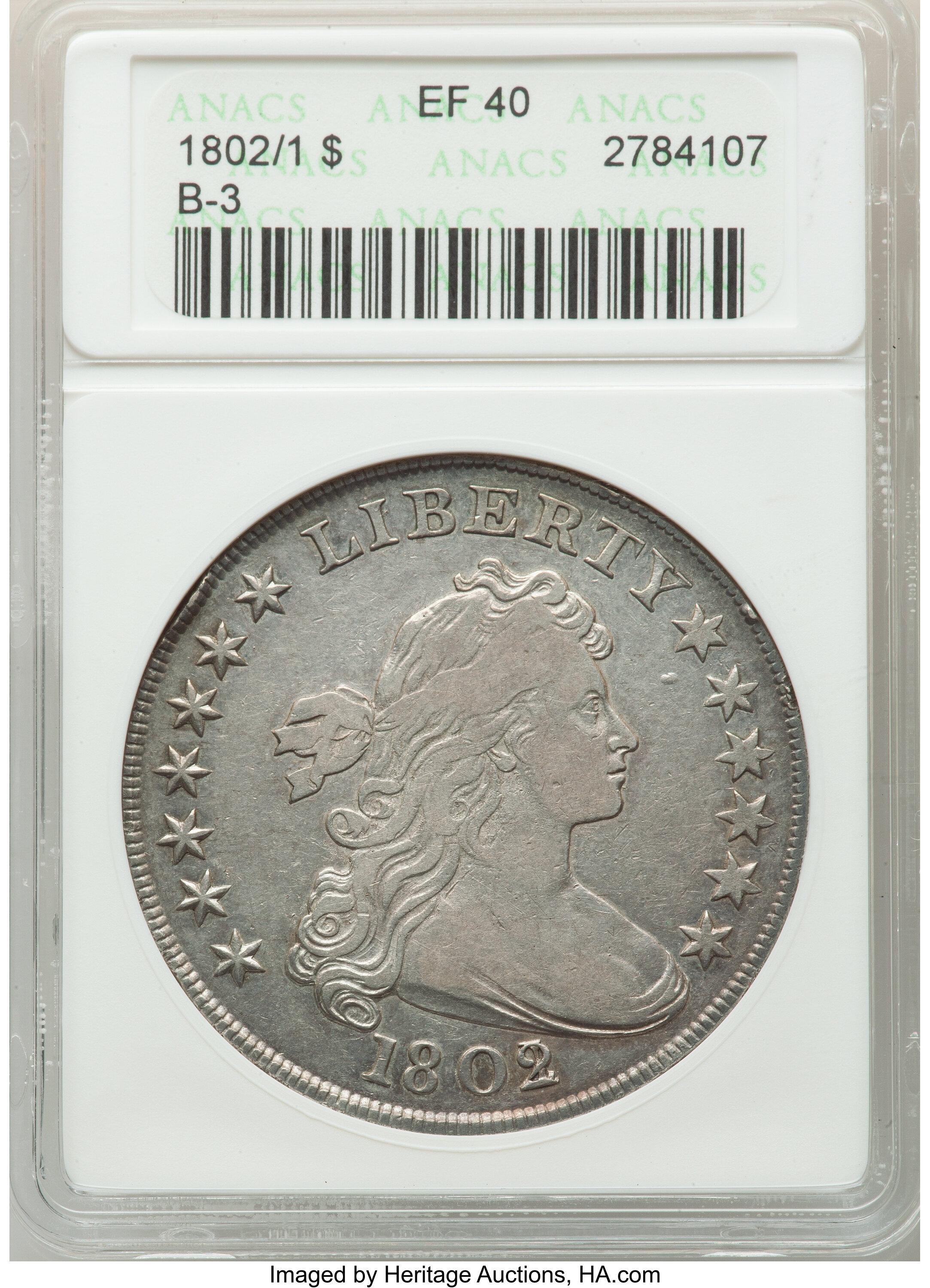 1802/1 $1  Wide Date, B-3, BB-234 XF40 thumbnail 4