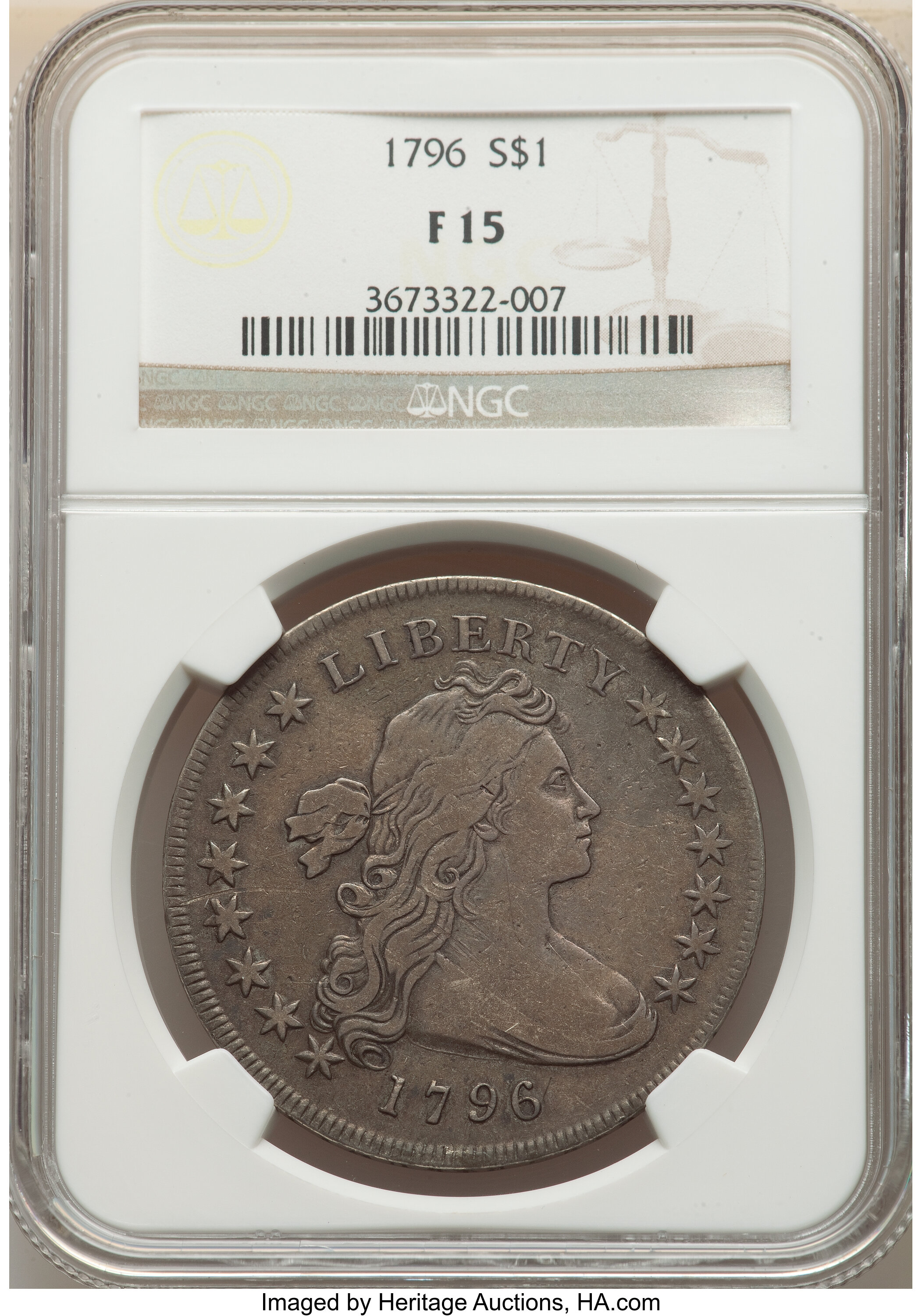 1796 $1  Small Date, Large Letters, B-4, BB-61 AG3 thumbnail 16