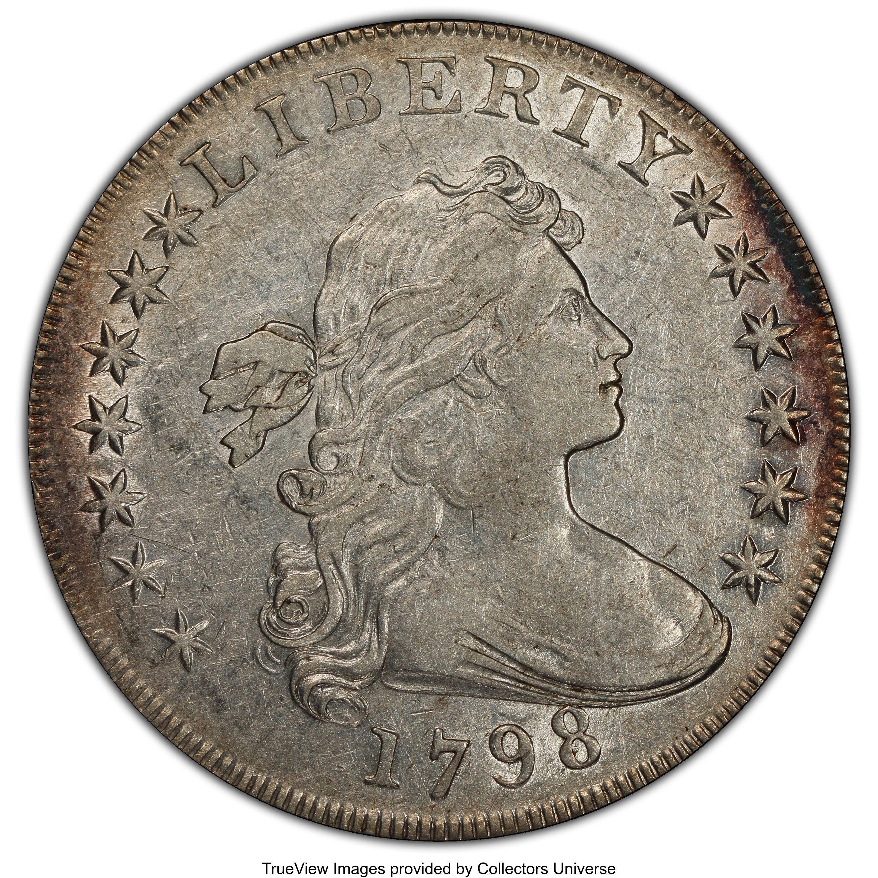 1798 $1  Large Eagle, Pointed 9, Wide Date, B-23, BB-105 AU50 thumbnail 5