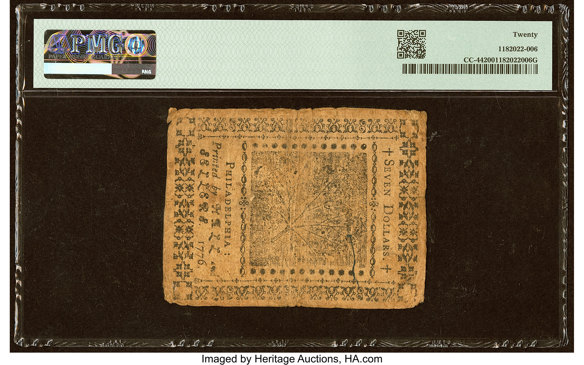 Jul 22, 1776 $7  Continental Congress (Fr. CC44) thumbnail 14