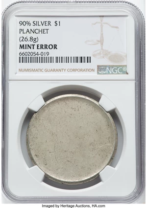 image for: No Date $1 -- 90% Silver, Planchet (26.8 g) -- NGC. ...