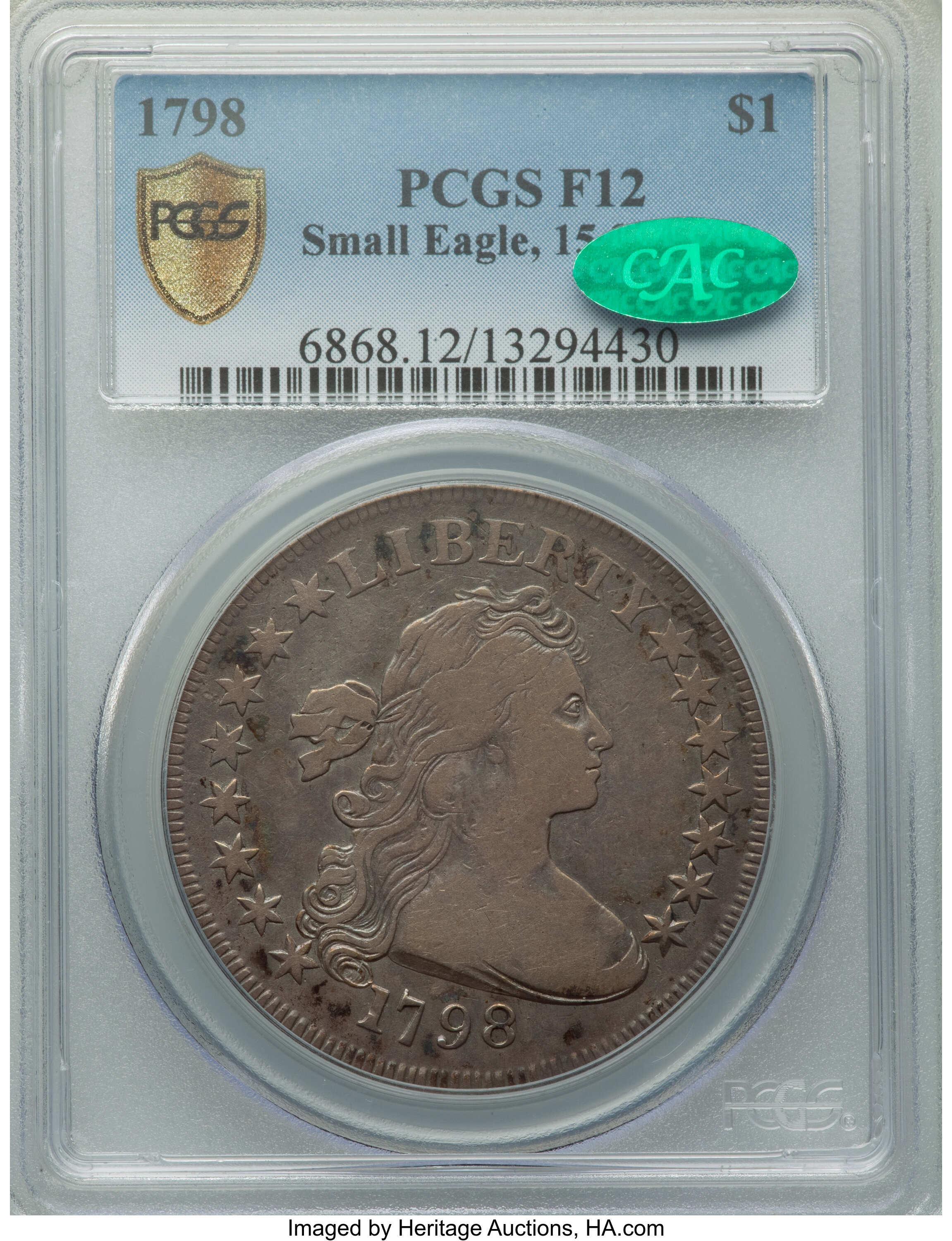 1798 $1  Small Eagle, 15 Stars Obverse VG10 thumbnail 4