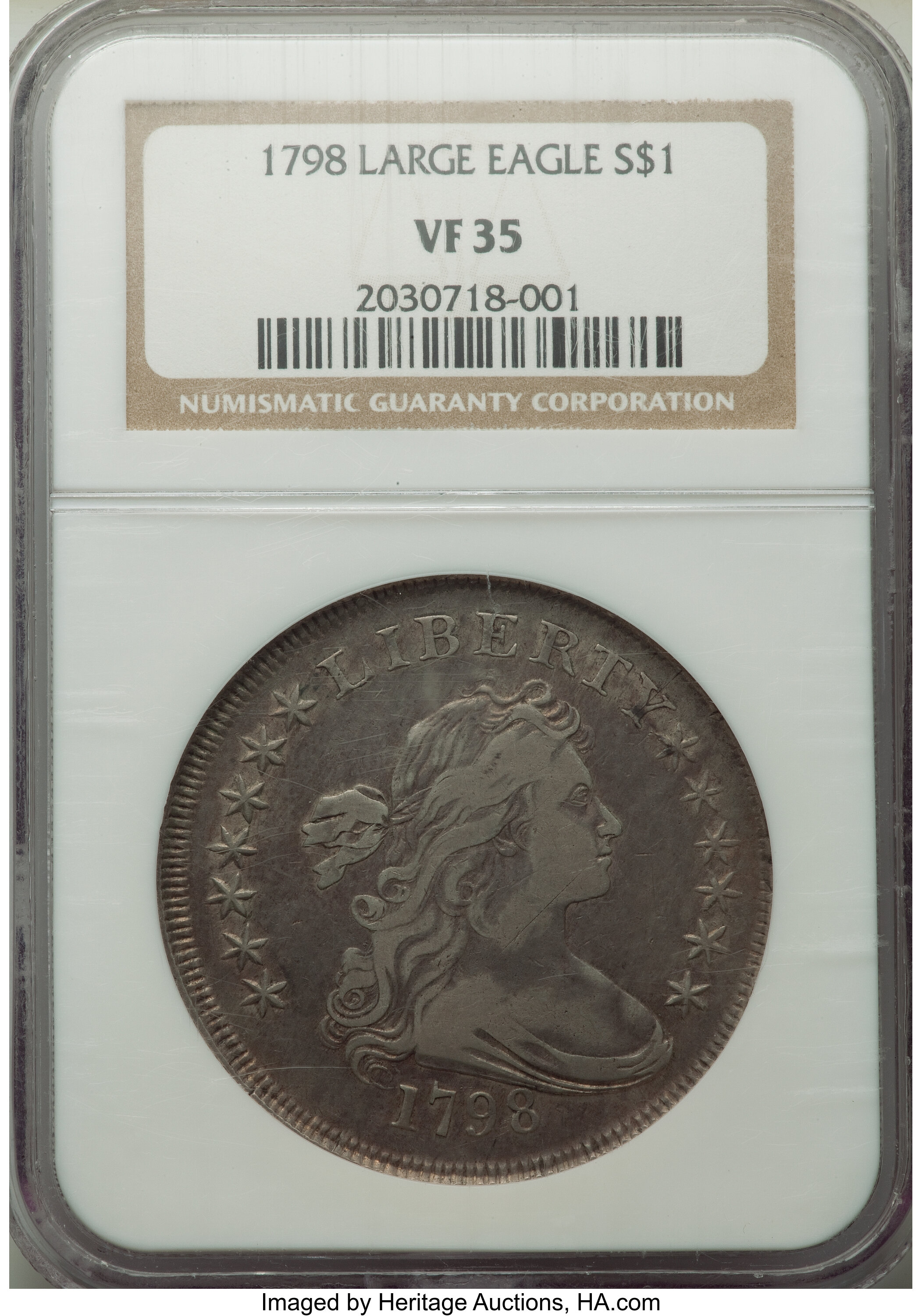 1798 $1  Large Eagle, Knob 9, 10 Arrows, 5 Vertical Lines, B-6, BB-96 VG10 thumbnail 22