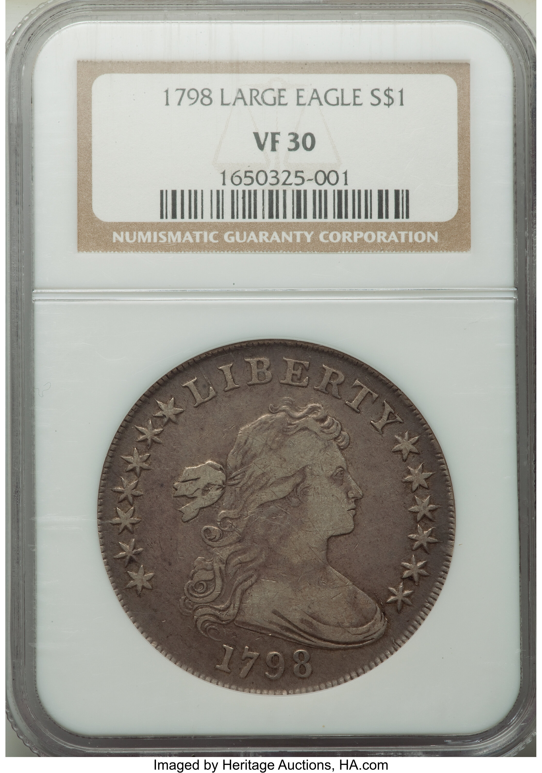 1798 $1  Large Eagle, Pointed 9, 10 Arrows, B-13, BB-108 AG3 CAC thumbnail 19