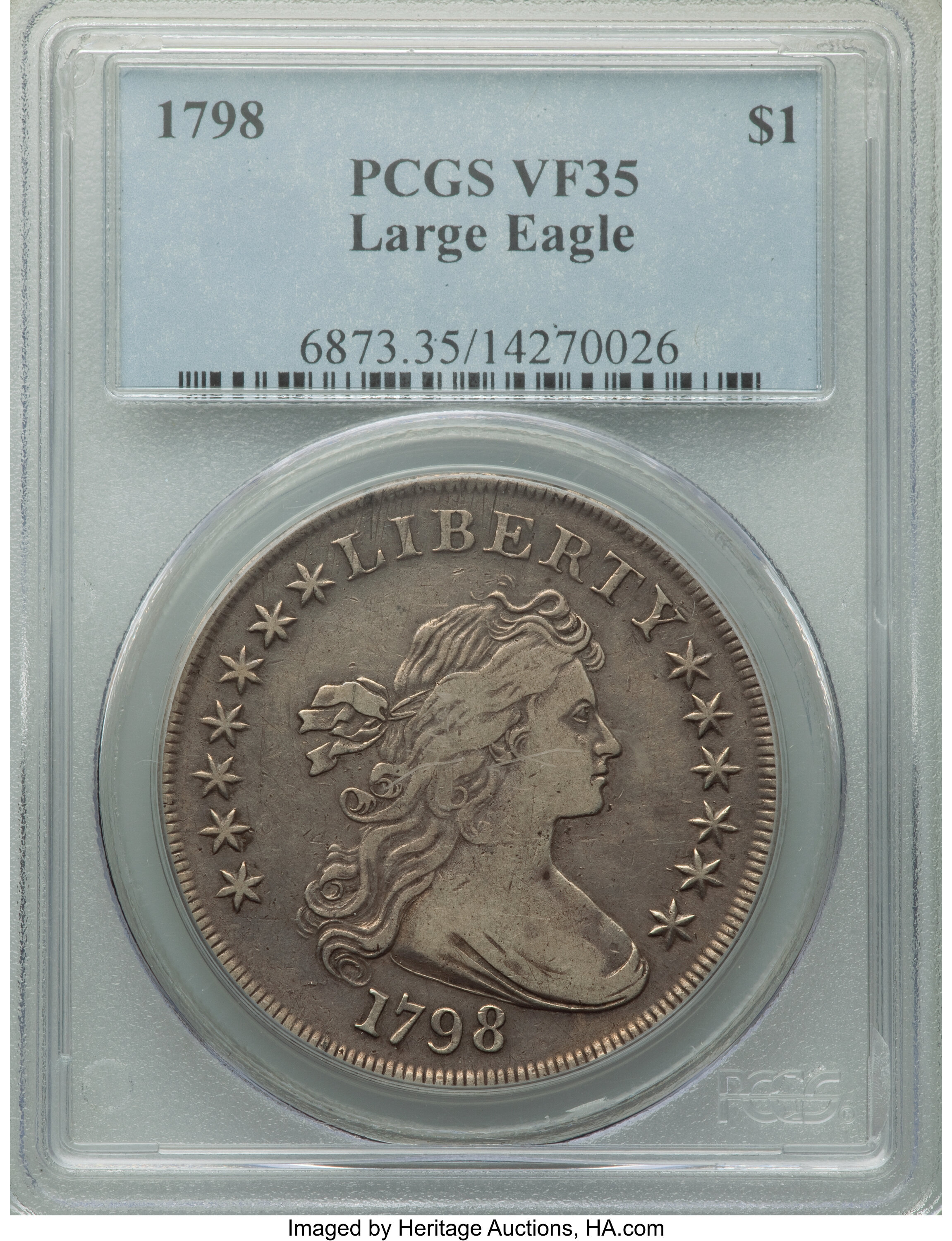 1798 $1  Large Eagle, Pointed 9, Close Date, B-27, BB-113 AG3 thumbnail 18