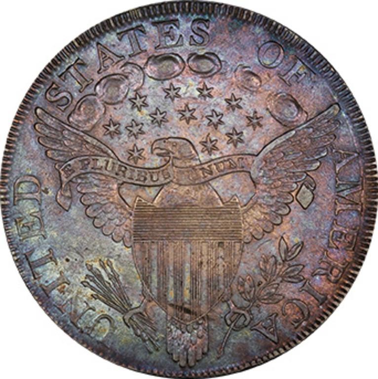 1798 $1  Large Eagle, Pointed 9, 10 Arrows, B-13, BB-108 MS60 thumbnail 2