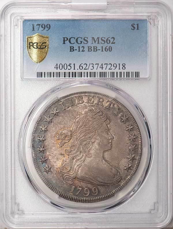 1799 $1  7x6 Stars, B-12, BB-160 MS62 thumbnail 3