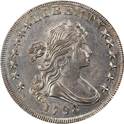 1798 $1 Large Eagle, Pointed 9, Wide Date, B-22, BB-104 MS