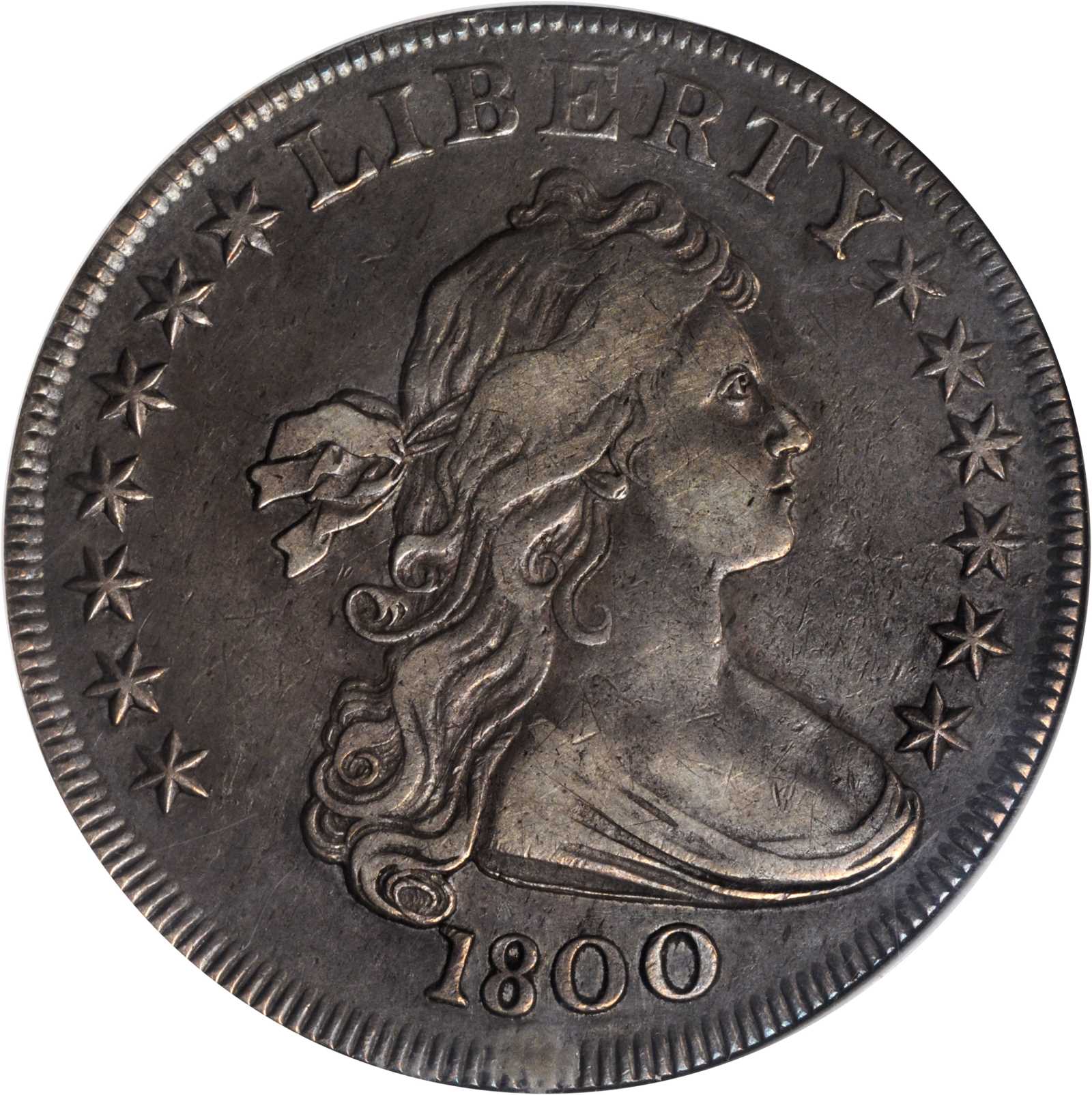 1800 Draped Bust Silver Dollar. BB-181, B-1. Rarity-5. EF-40 (ANACS). OH.