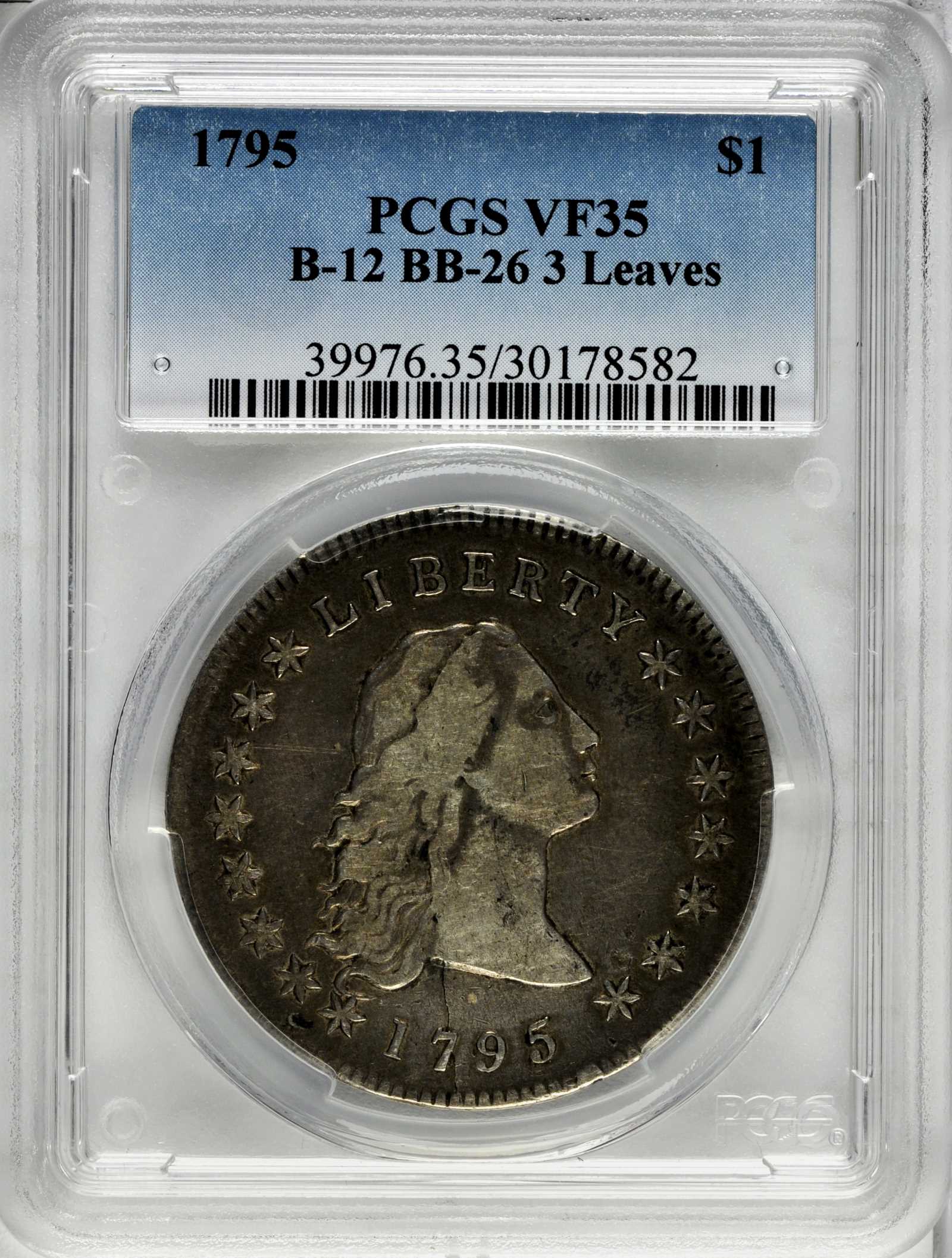 1795 $1  Flowing Hair, 3 Leaves, B-12, BB-26 MS63 CAC thumbnail 20