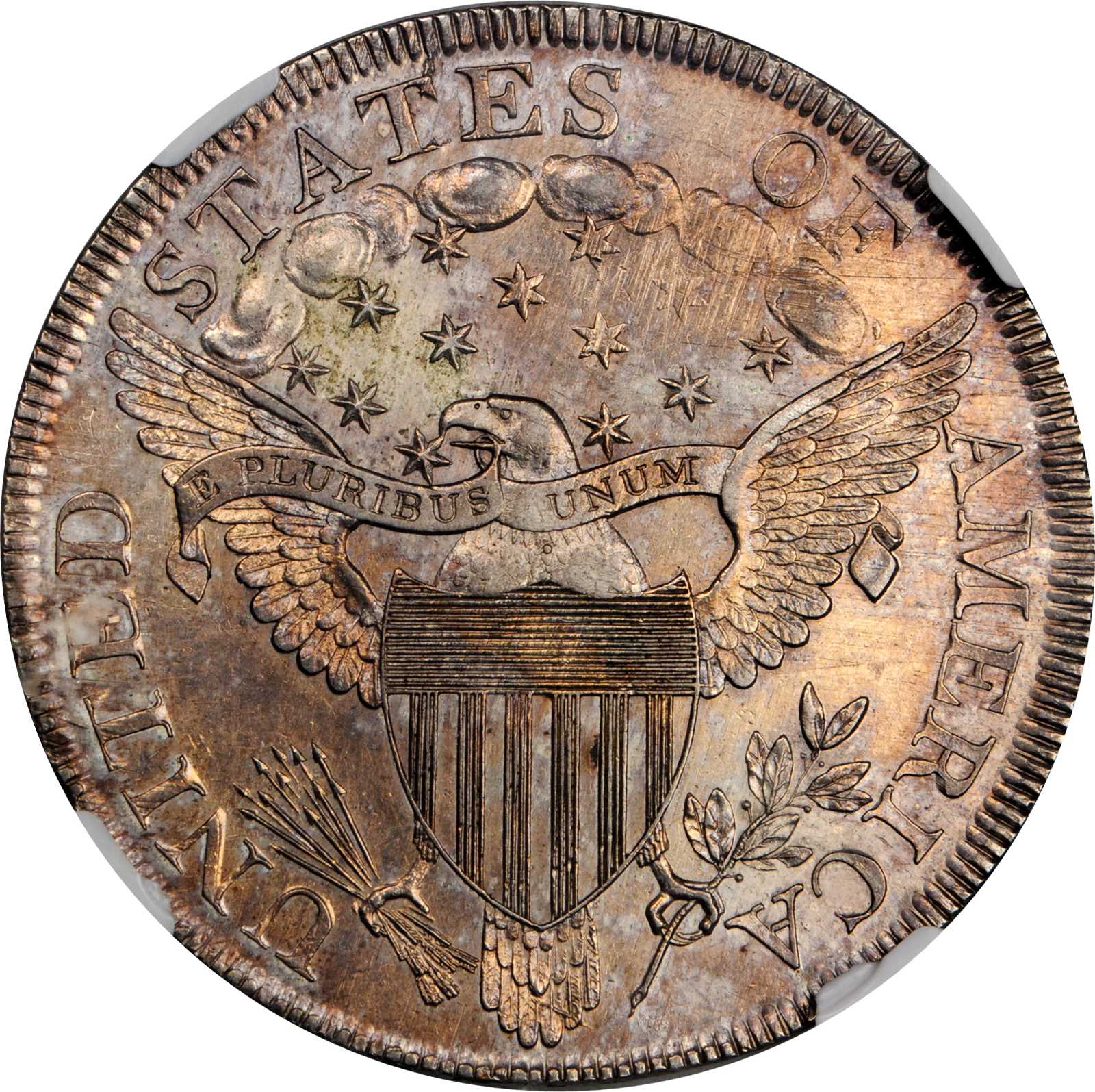 1798 $1  Large Eagle, Pointed 9, Close Date, B-26, BB-114 AU58 thumbnail 2