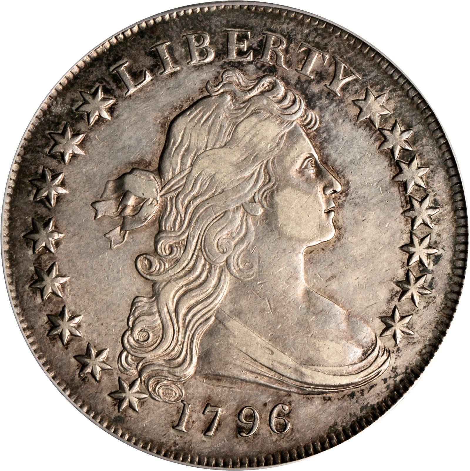 1796 Draped Bust Silver Dollar. BB-66, B-1. Rarity-4. Bowers Die State II. Small Date, Small Letters. EF-40 (PCGS). Secure Holder.