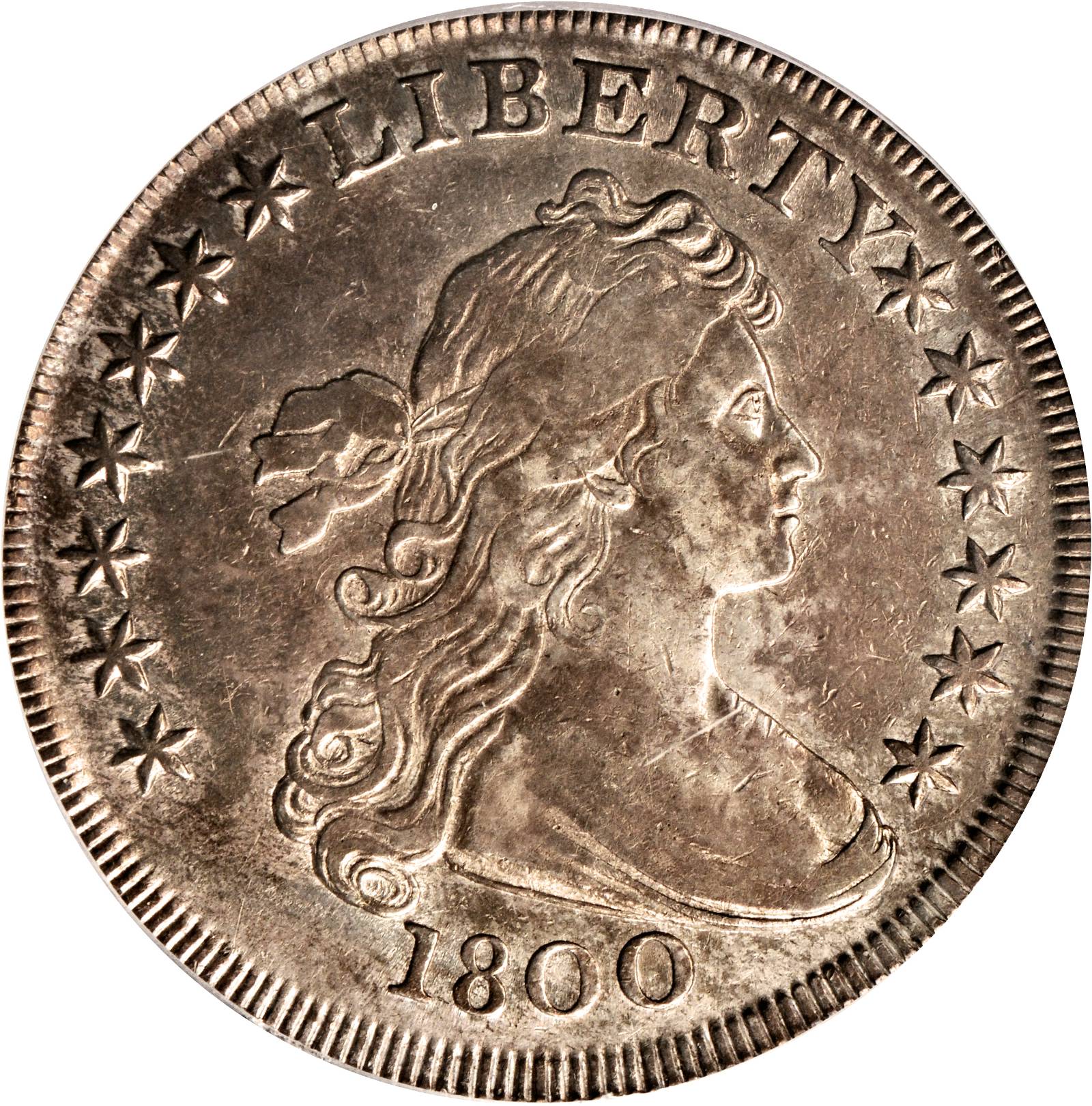 1800 Draped Bust Silver Dollar. BB-184, B-12. Rarity-3. Bowers Die State I. EF-40 (PCGS). Secure Holder.