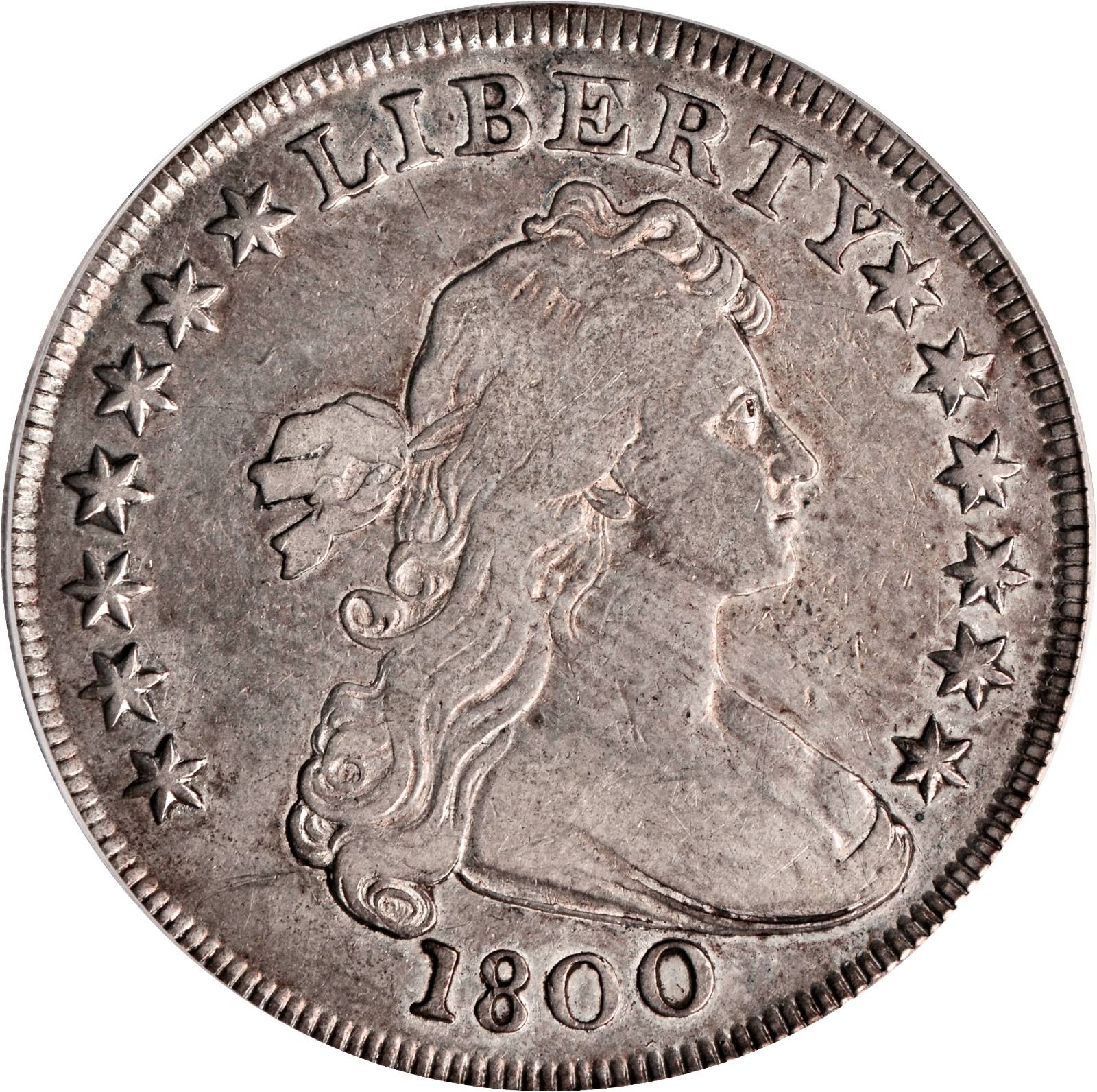 1800 Draped Bust Silver Dollar. BB-182, B-2. Rarity-5. Bowers Die State II. VF-30 (PCGS). Secure Holder.
