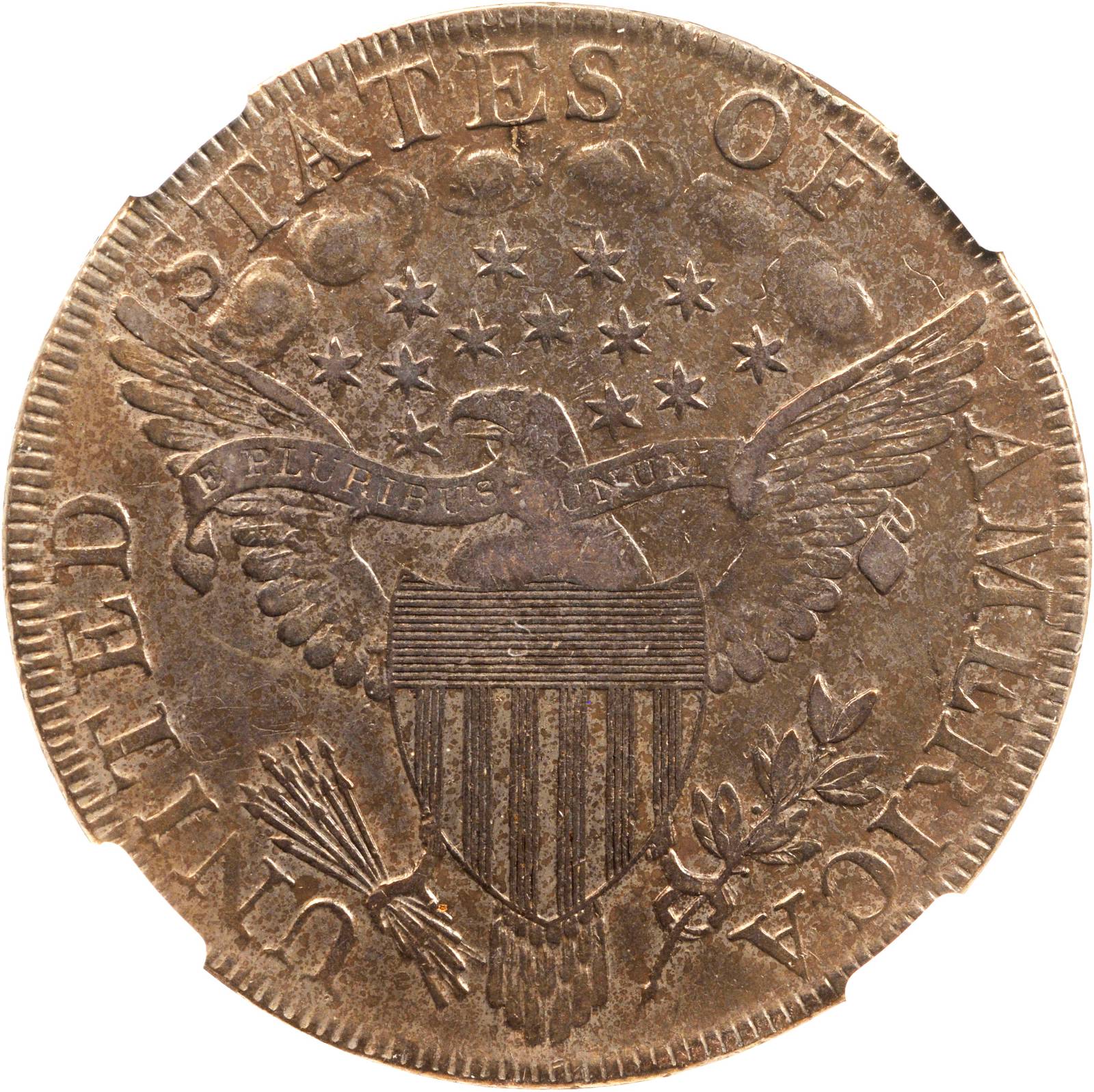 1798 $1  Large Eagle, Pointed 9, Wide Date, B-23, BB-105 G4 CAC thumbnail 2