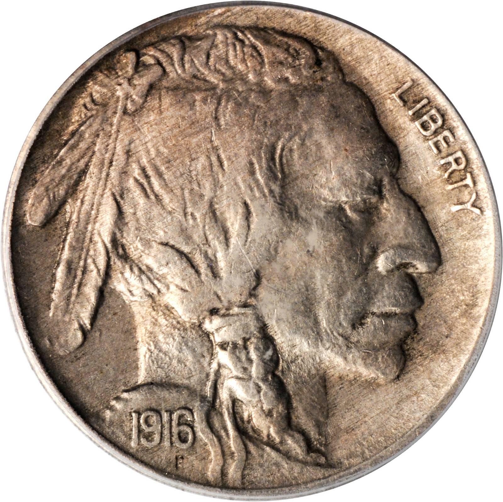 1916 Buffalo Nickel. FS-402. Two Feathers. AU-50 (PCGS).