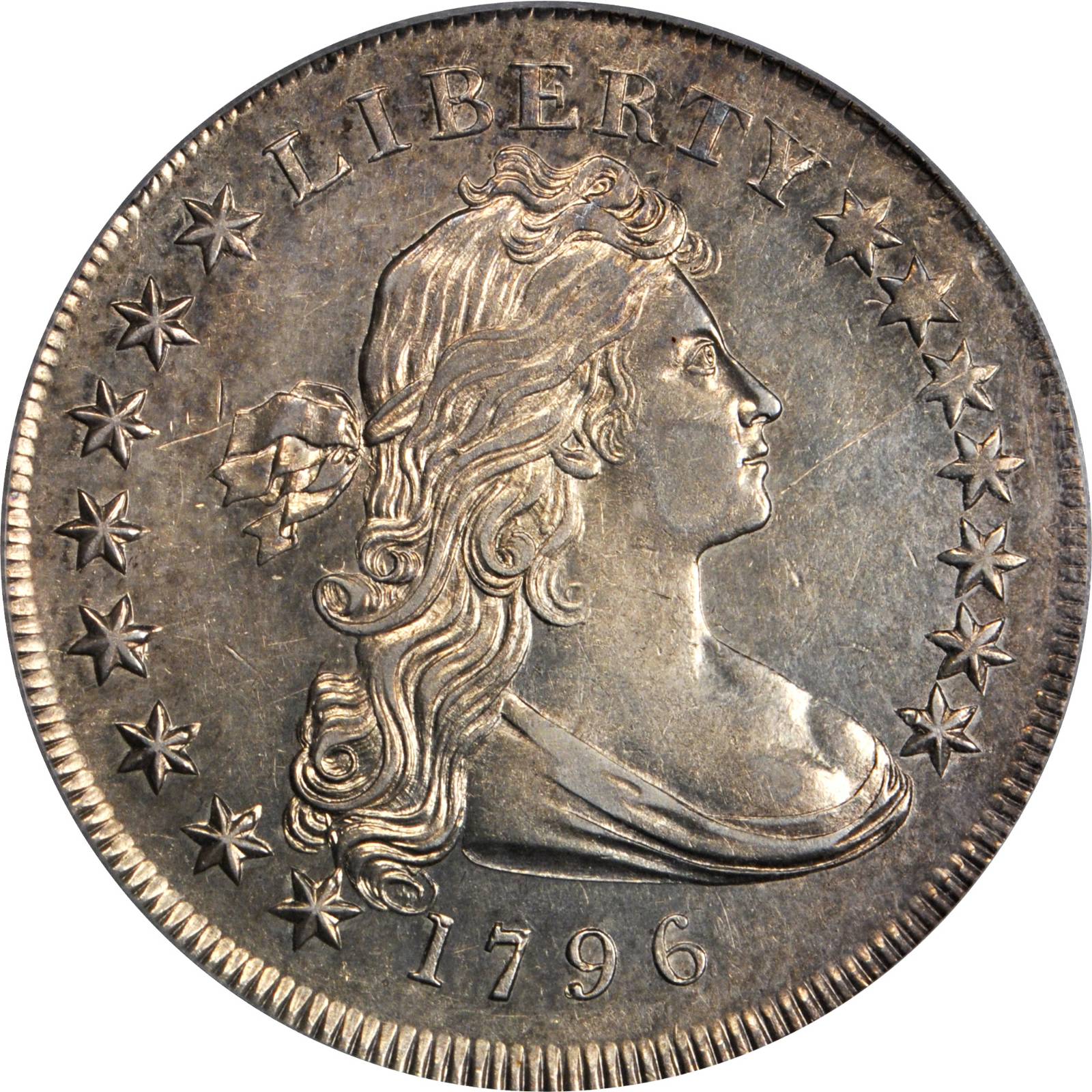 1796 Draped Bust Silver Dollar. B-2, BB-63. Rarity-4. BB Die State I. Small Date, Small Letters. AU-55 (PCGS).