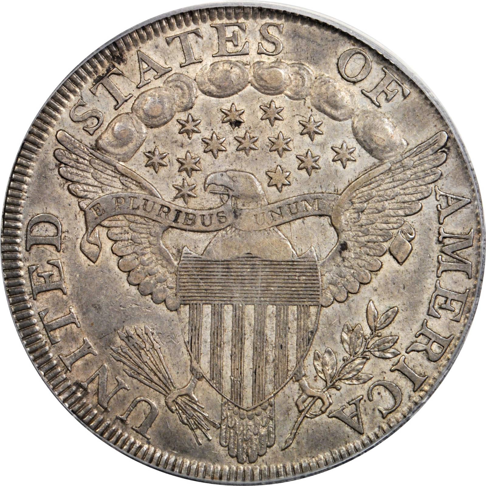 1798 $1  Large Eagle, Pointed 9, Wide Date, B-22, BB-104 AU50 CAC thumbnail 3