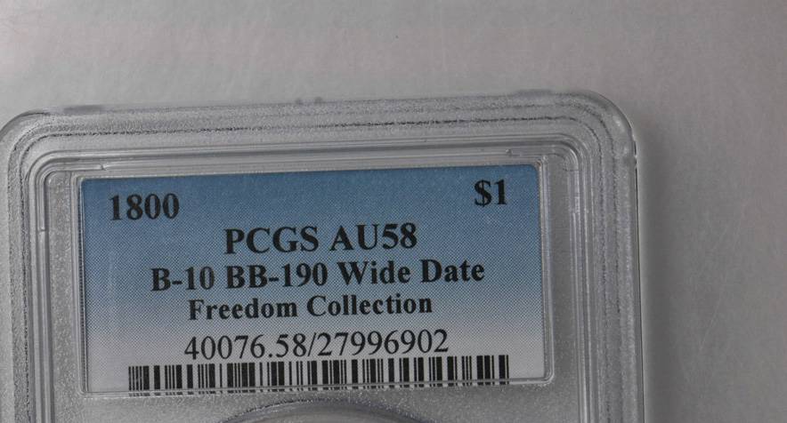 1800 $1  Wide Date, Low 8, B-10, BB-190 MS61 thumbnail 9