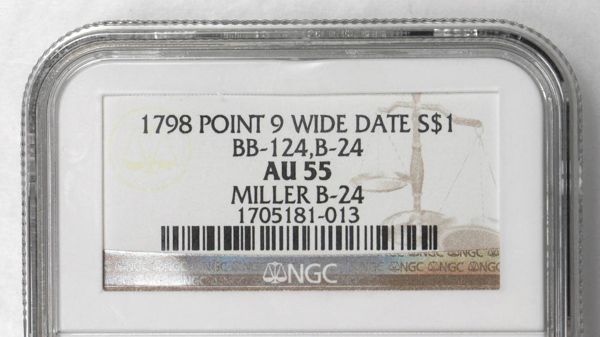 1798 $1  Large Eagle, Pointed 9, 5 Berries, B-24, BB-124 MS62 CAC thumbnail 11