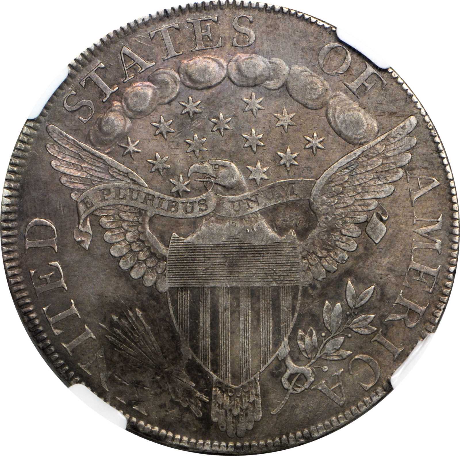 1798 $1  Large Eagle, Knob 9, 5 Vertical Lines, B-32, BB-91 AU50 CAC thumbnail 10